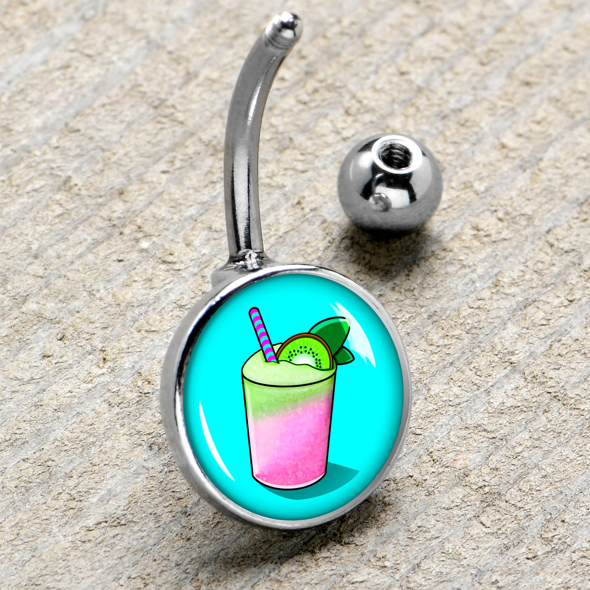 Summer Drink  Stainless Steel Belly Ring handmade design