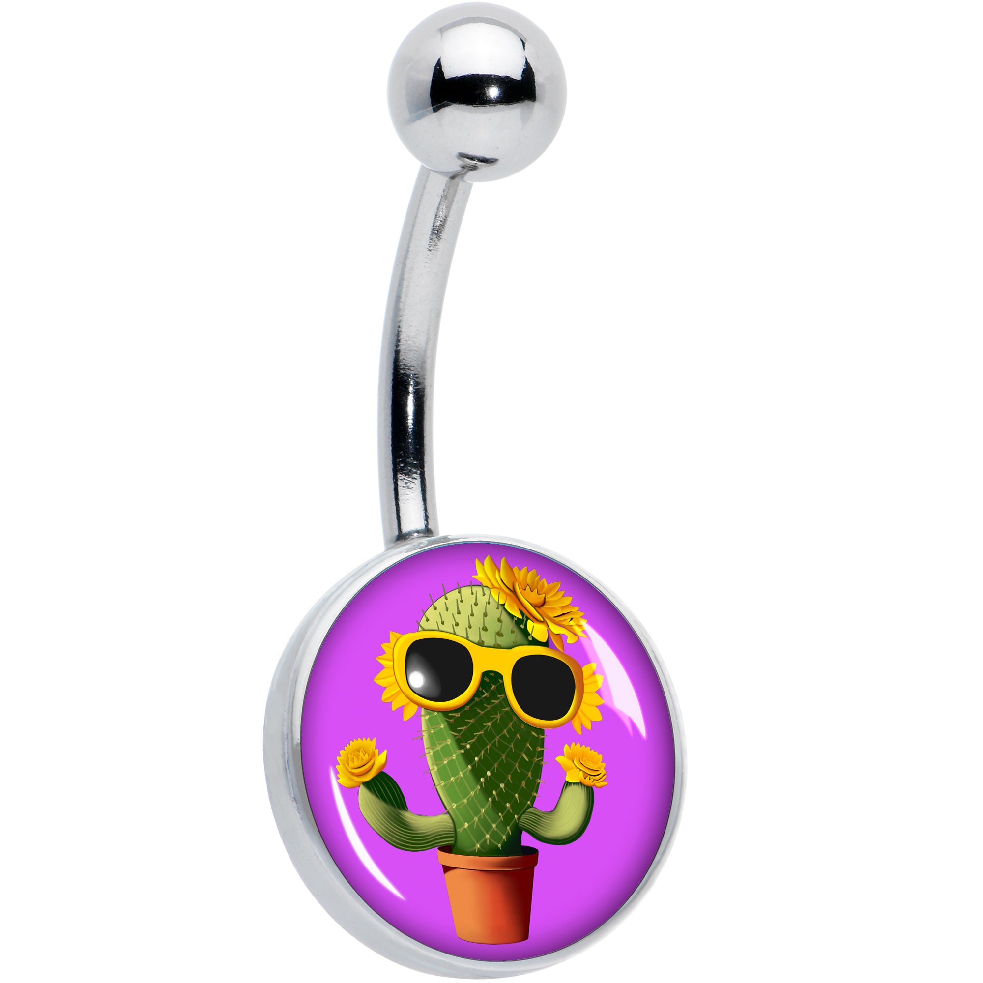 Sunflower Cactus Hypoallergenic Stainless Steel Belly Ring
