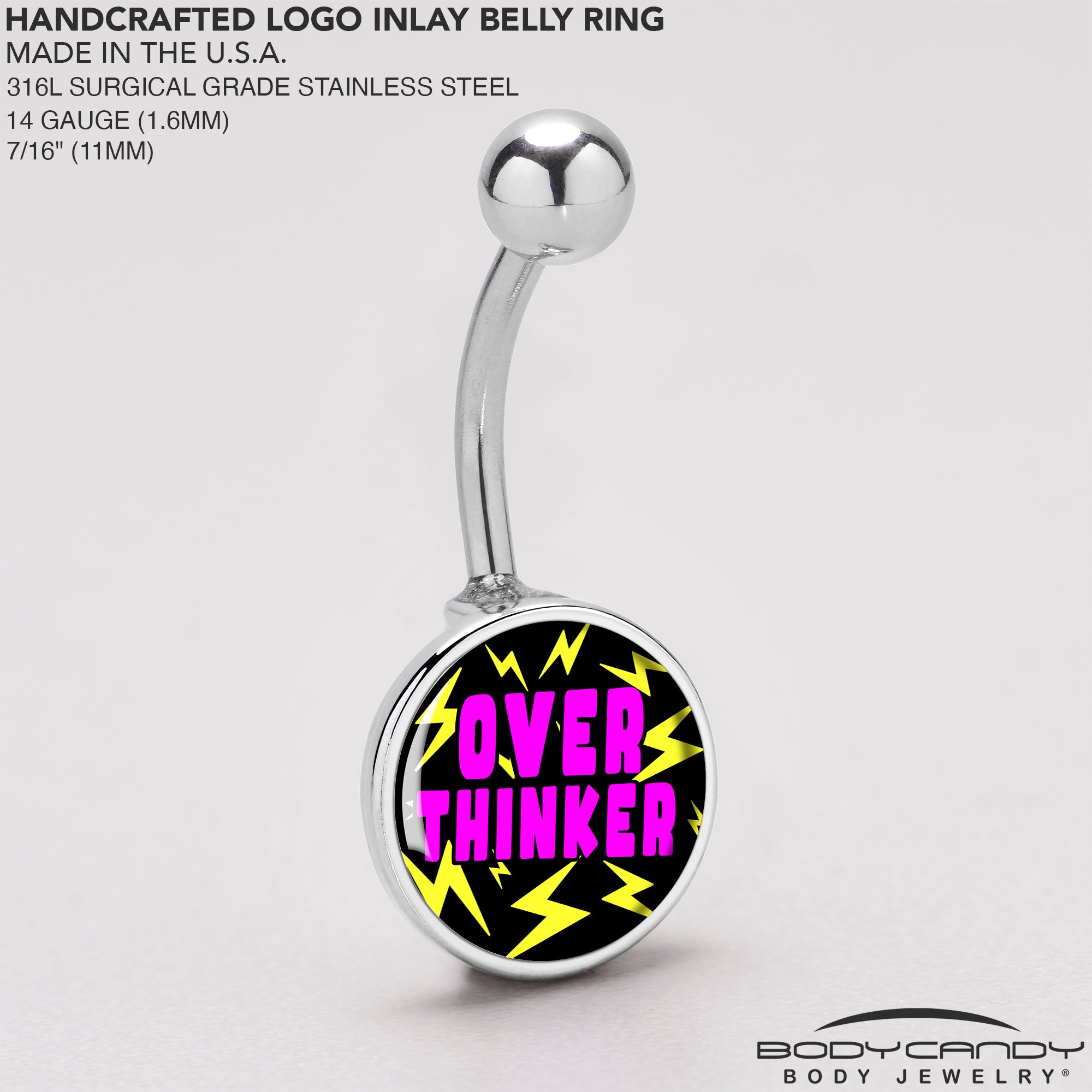 Over Thinker Impact  Stainless Steel Belly Ring stainless steel navel piercing
