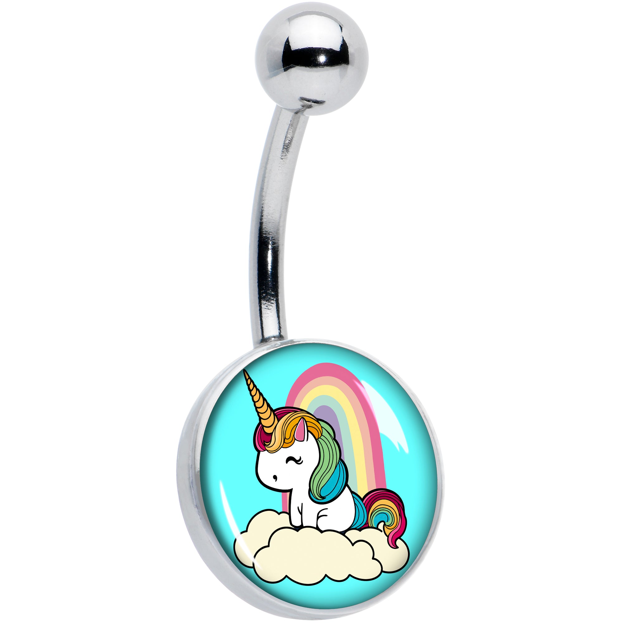 Rainbow Unicorn Hypoallergenic Stainless Steel Belly Ring