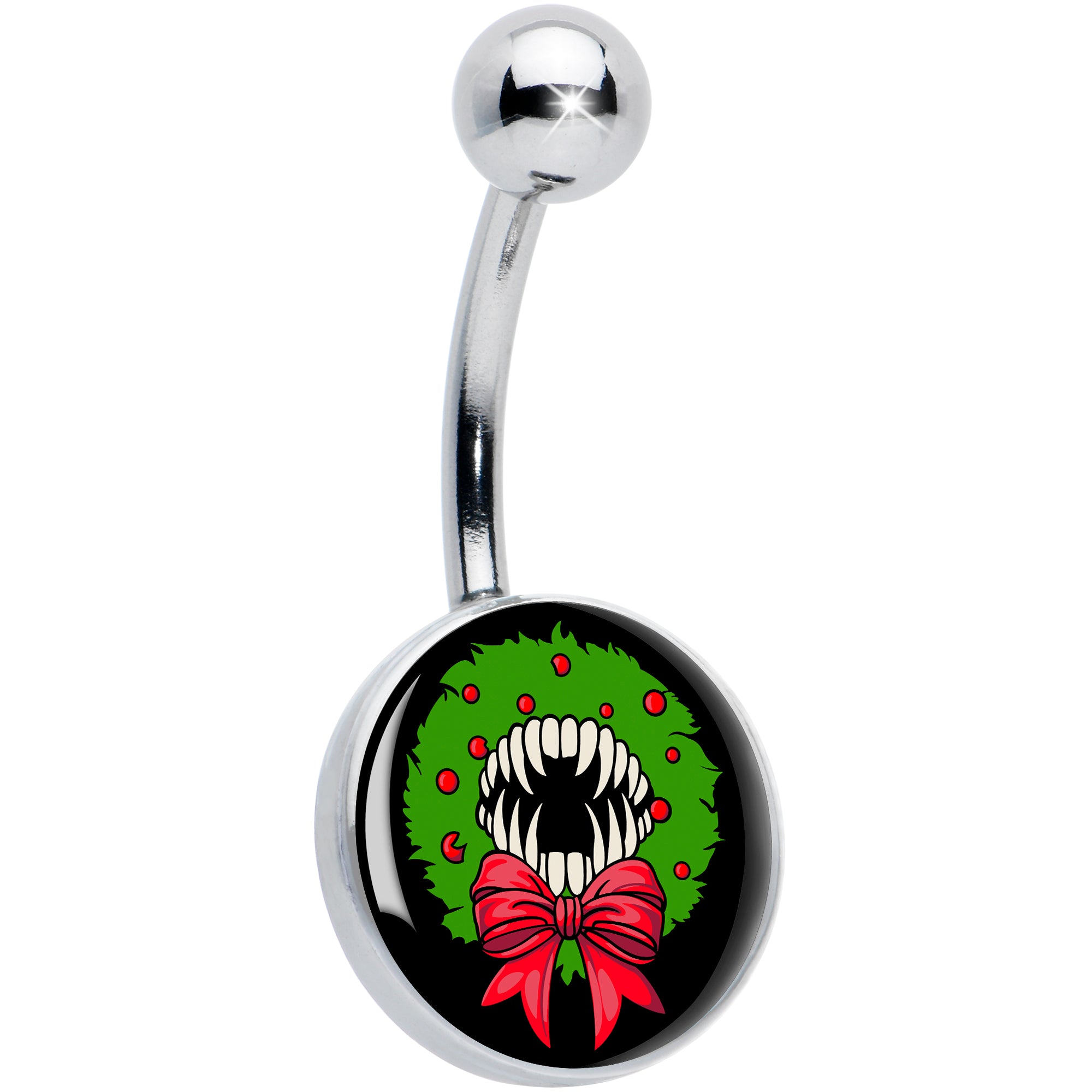 Holiday Vampire Wreath Hypoallergenic Stainless Steel Belly Ring