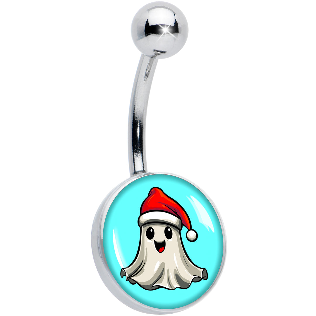Holiday Christmas Spirit Ghost Hypoallergenic Stainless Steel Belly Ring