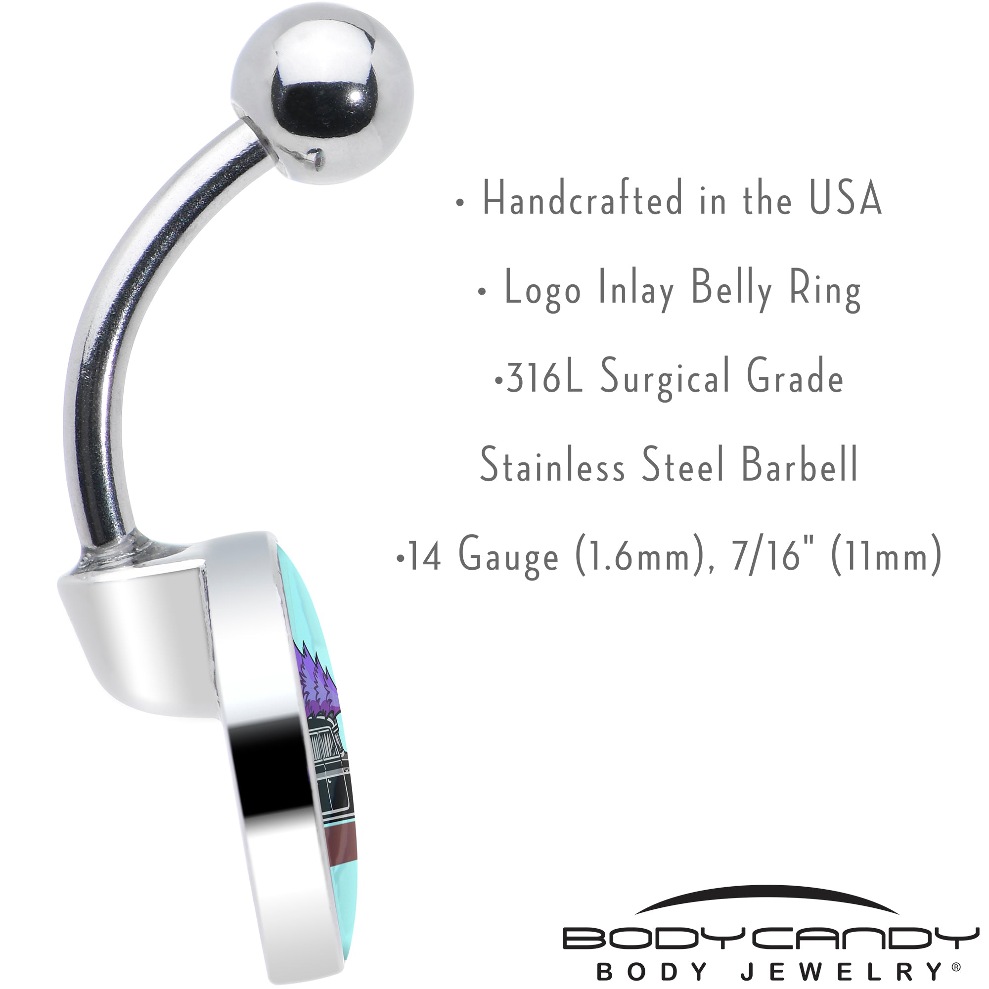 Holiday Christmas Hearse  Stainless Steel Belly Ring perfect for sensitive skin