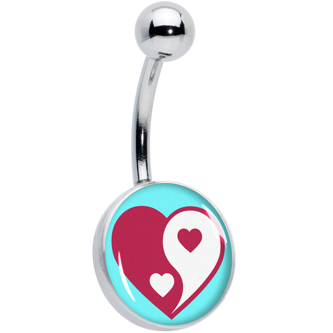 Love Yin Yang Heart Hypoallergenic Stainless Steel Belly Ring