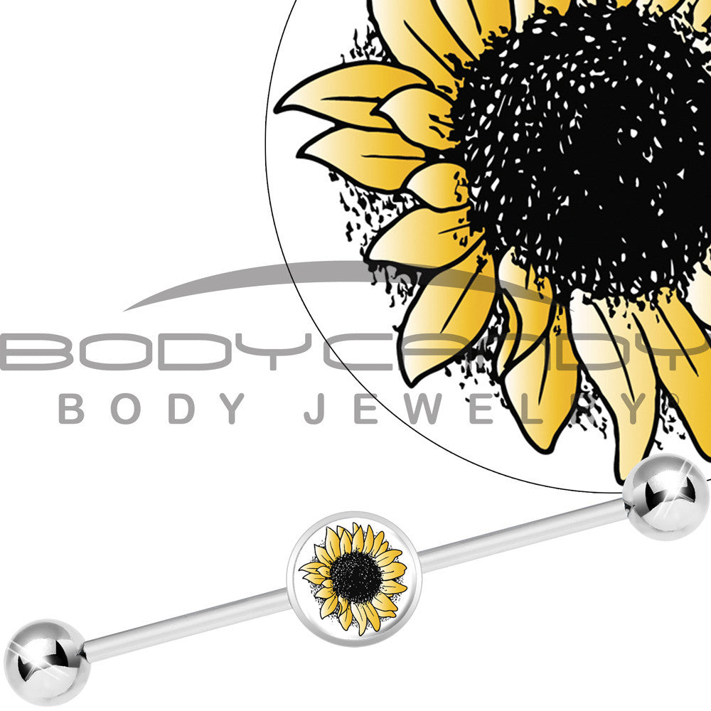 Stainless Steel Yellow Sunflower Industrial Barbell