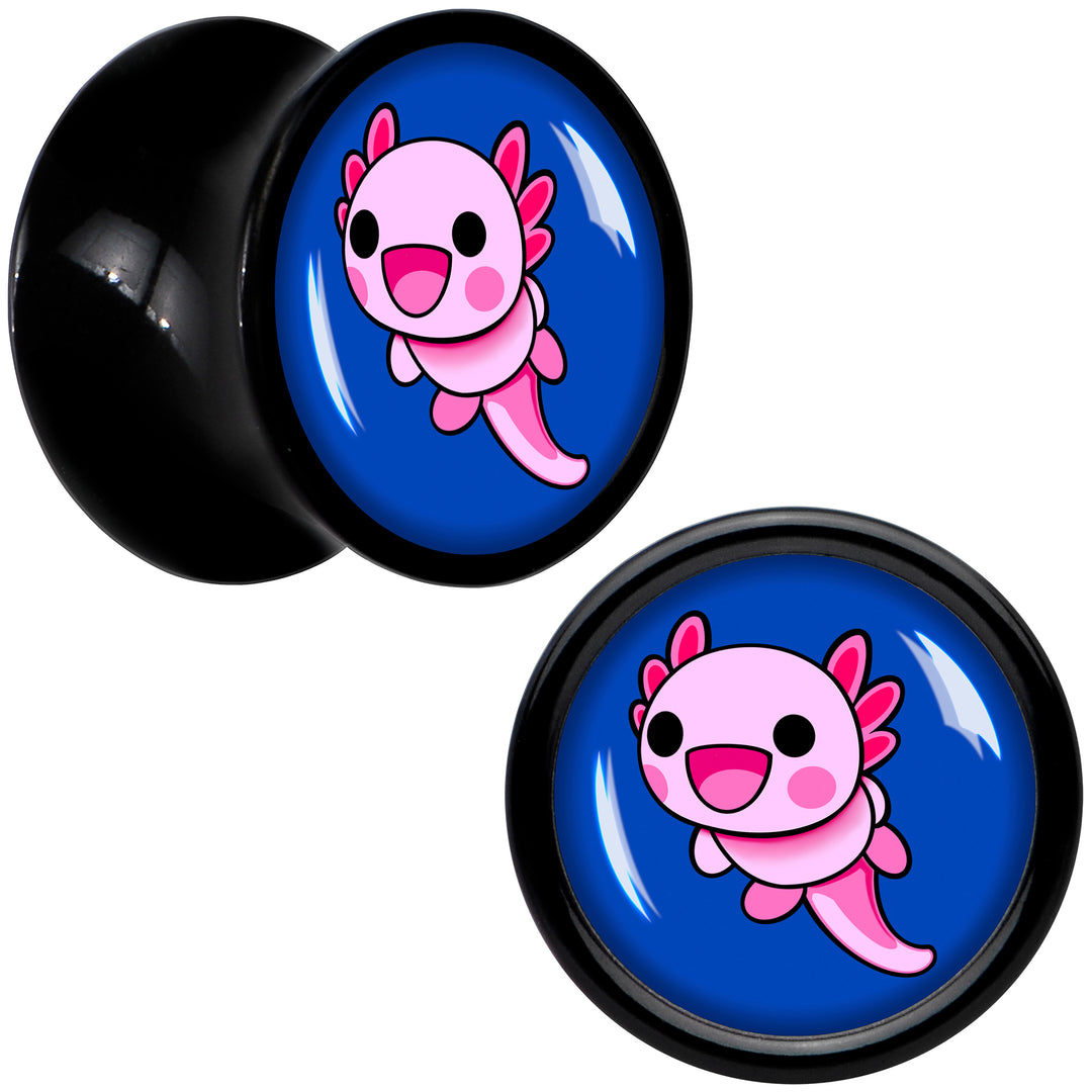 Adorable Axolotl Black Acrylic Saddle Plug Set by Onyx O