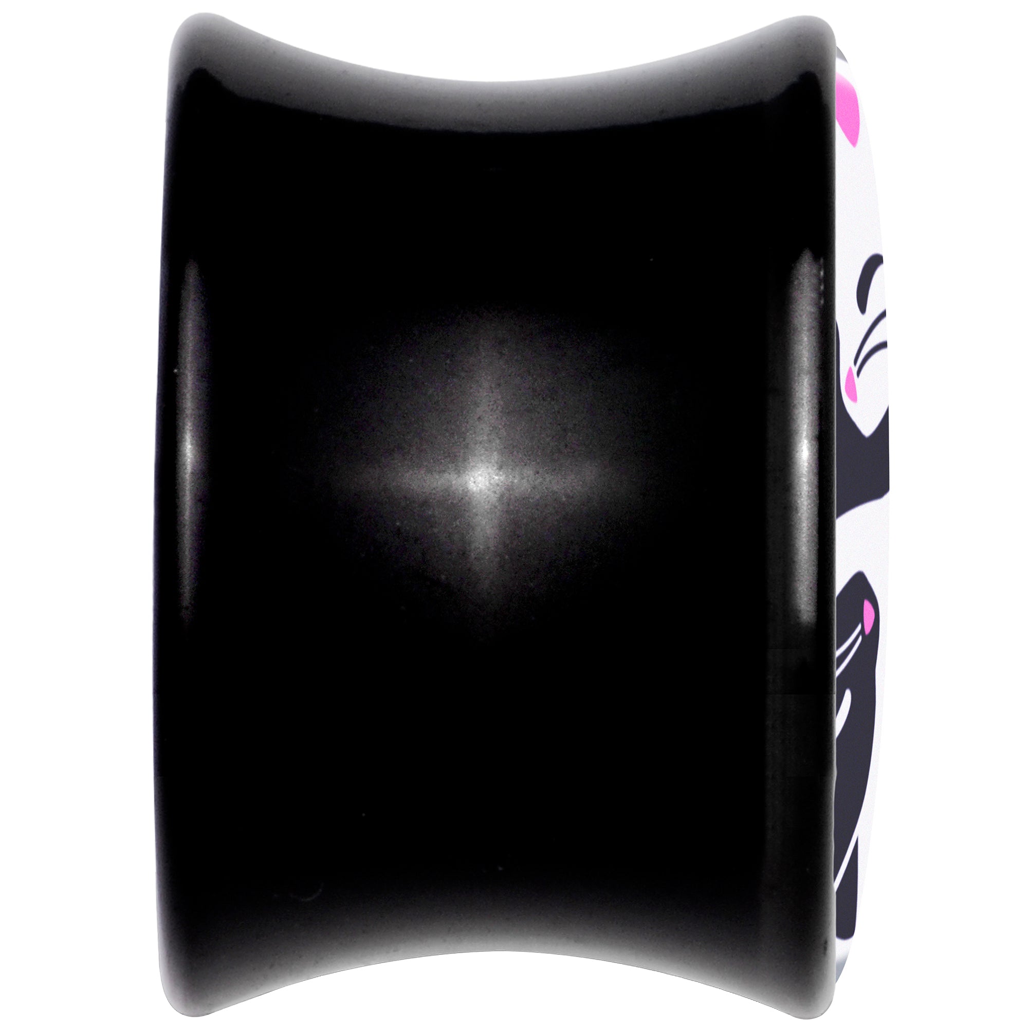 Black Acrylic Cute Kitty Cat Yin Yang Double Flare Plug Set by Onyx O