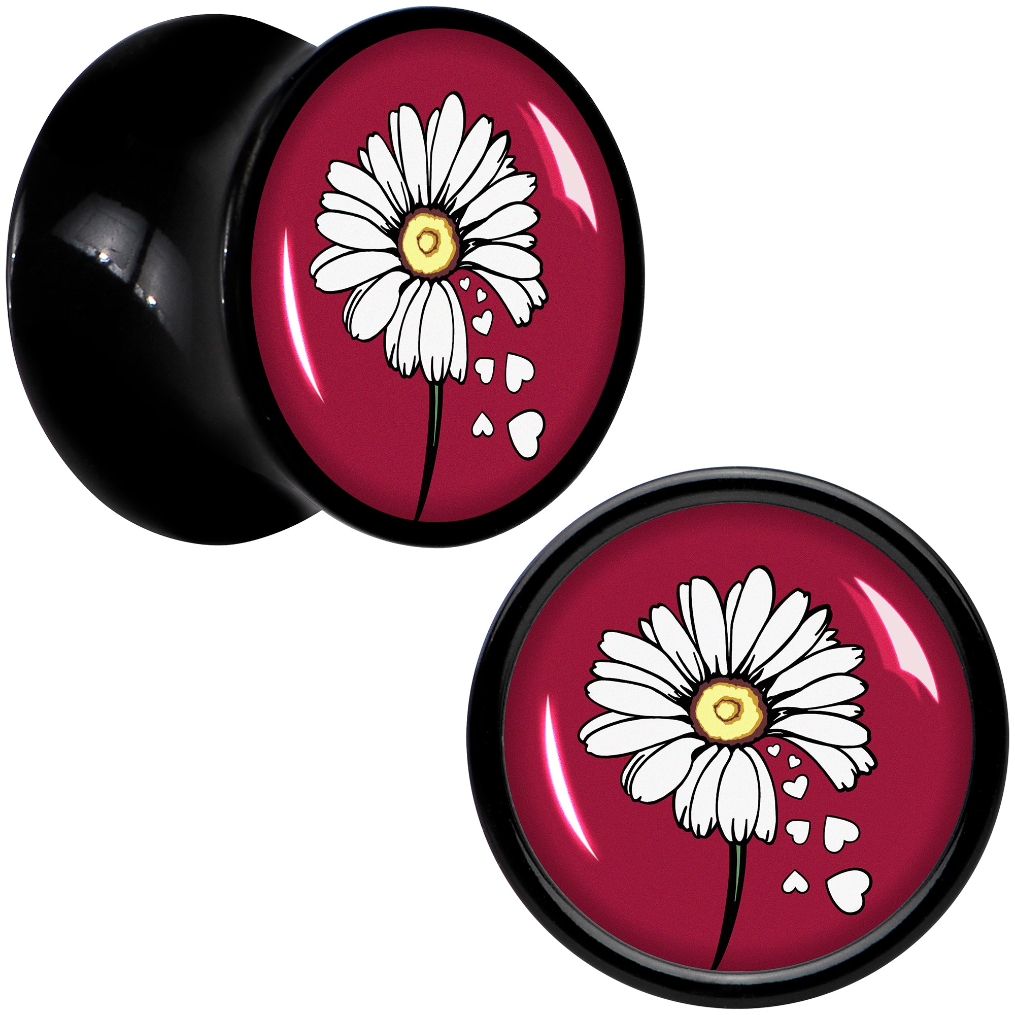 Love Me Not Flower Black Acrylic Saddle Plug Set by Onyx O