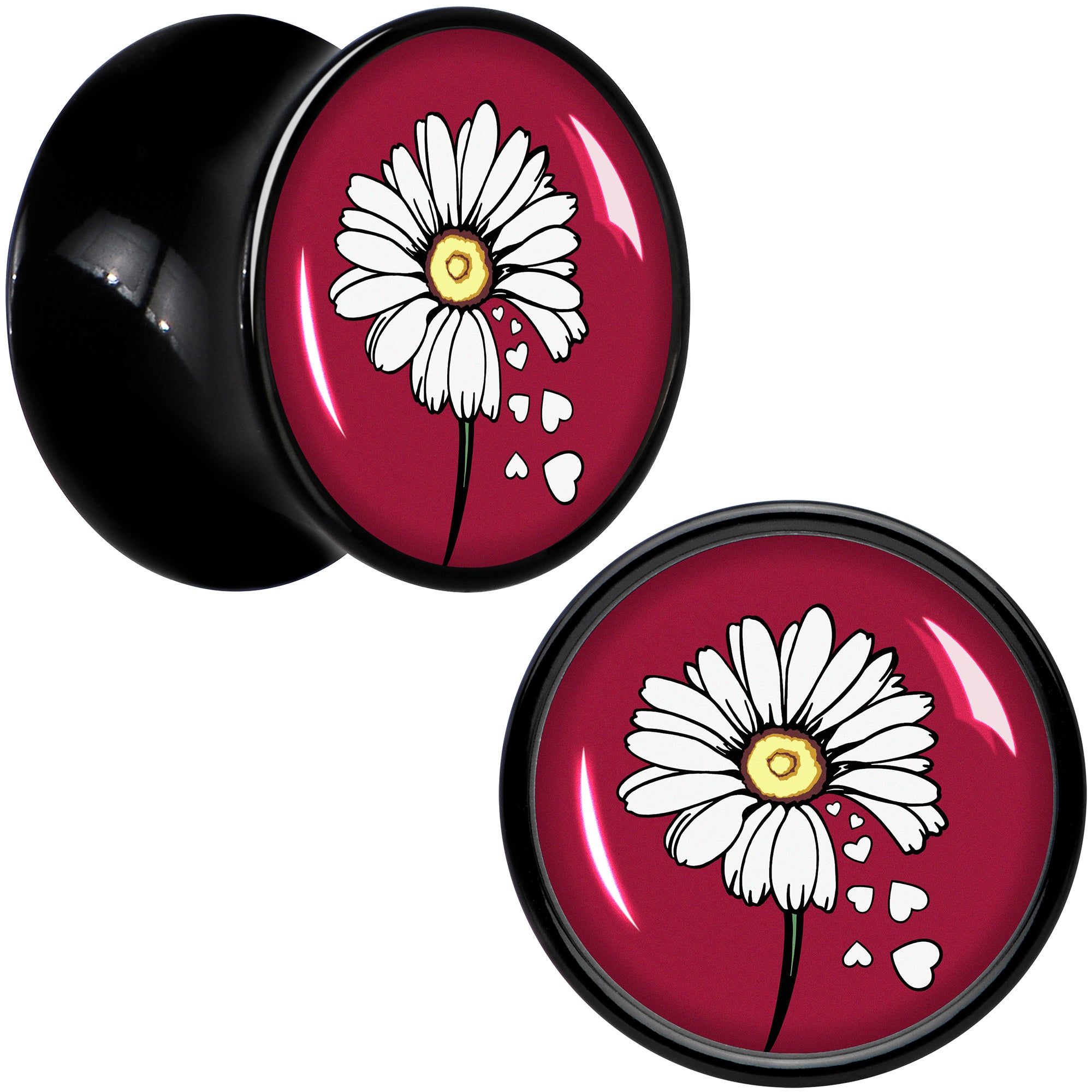 Love Me Not Flower Black Acrylic Saddle Plug Set by Onyx O