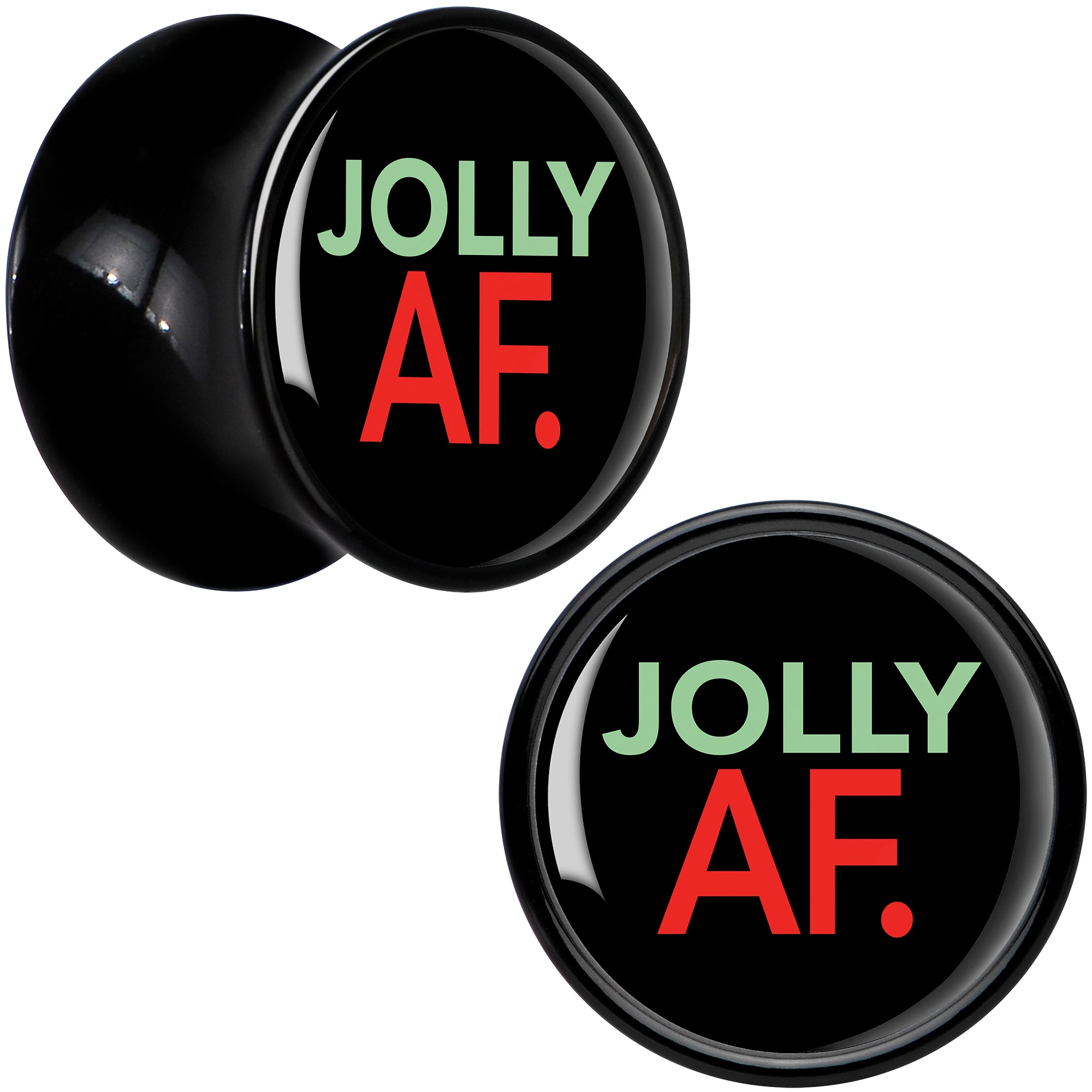 Jolly AF Festive Holiday Christmas Acrylic Saddle Plug Set by Onyx O