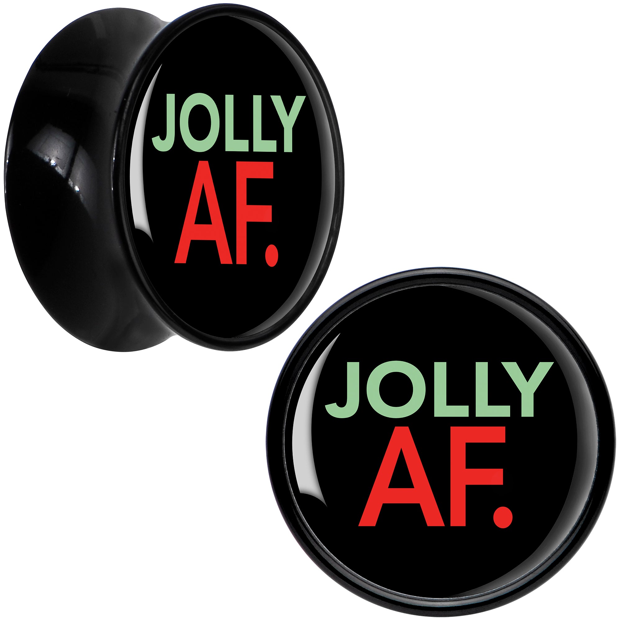 Jolly AF Festive Holiday Christmas Acrylic Saddle Plug Set by Onyx O