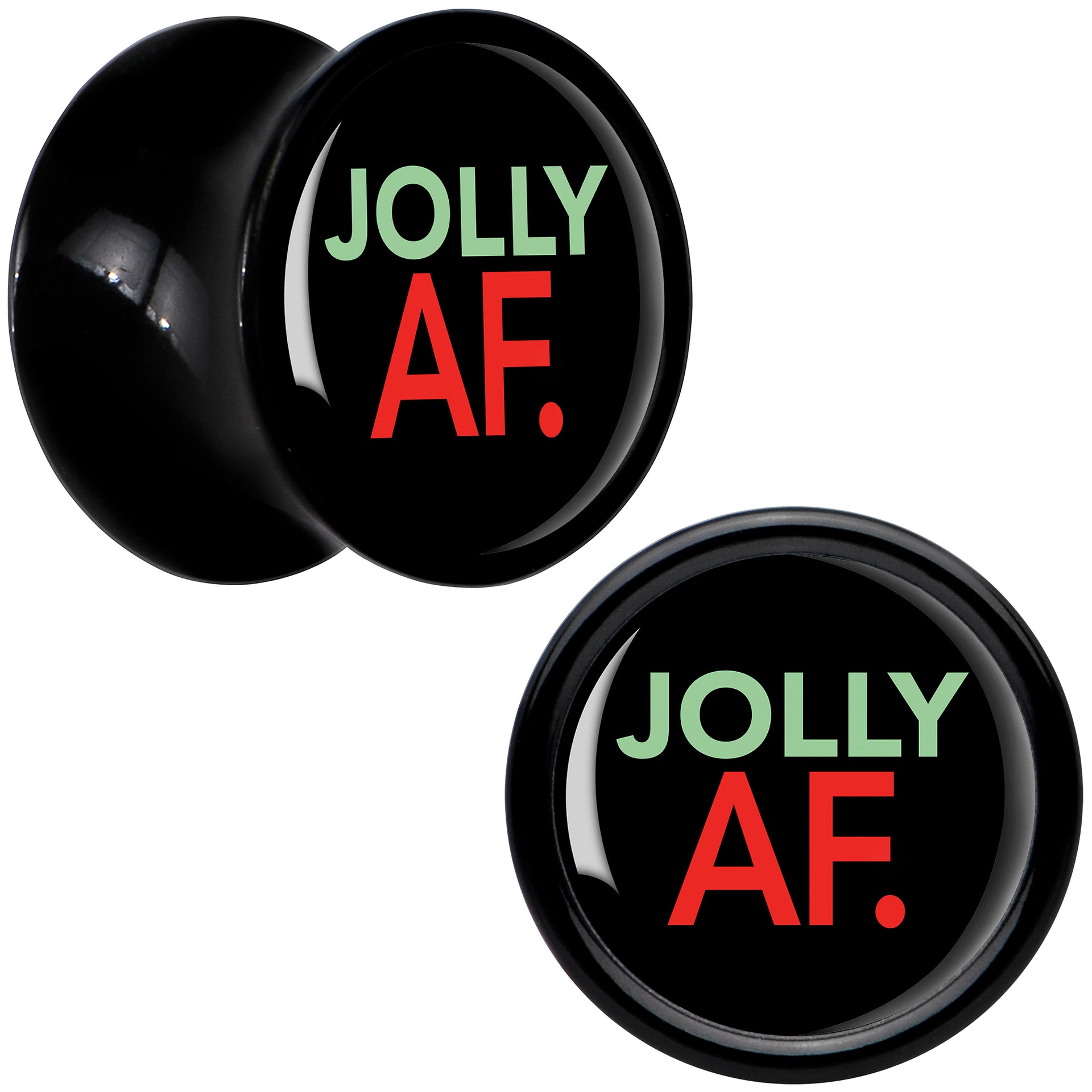 Jolly AF Festive Holiday Christmas Acrylic Saddle Plug Set by Onyx O