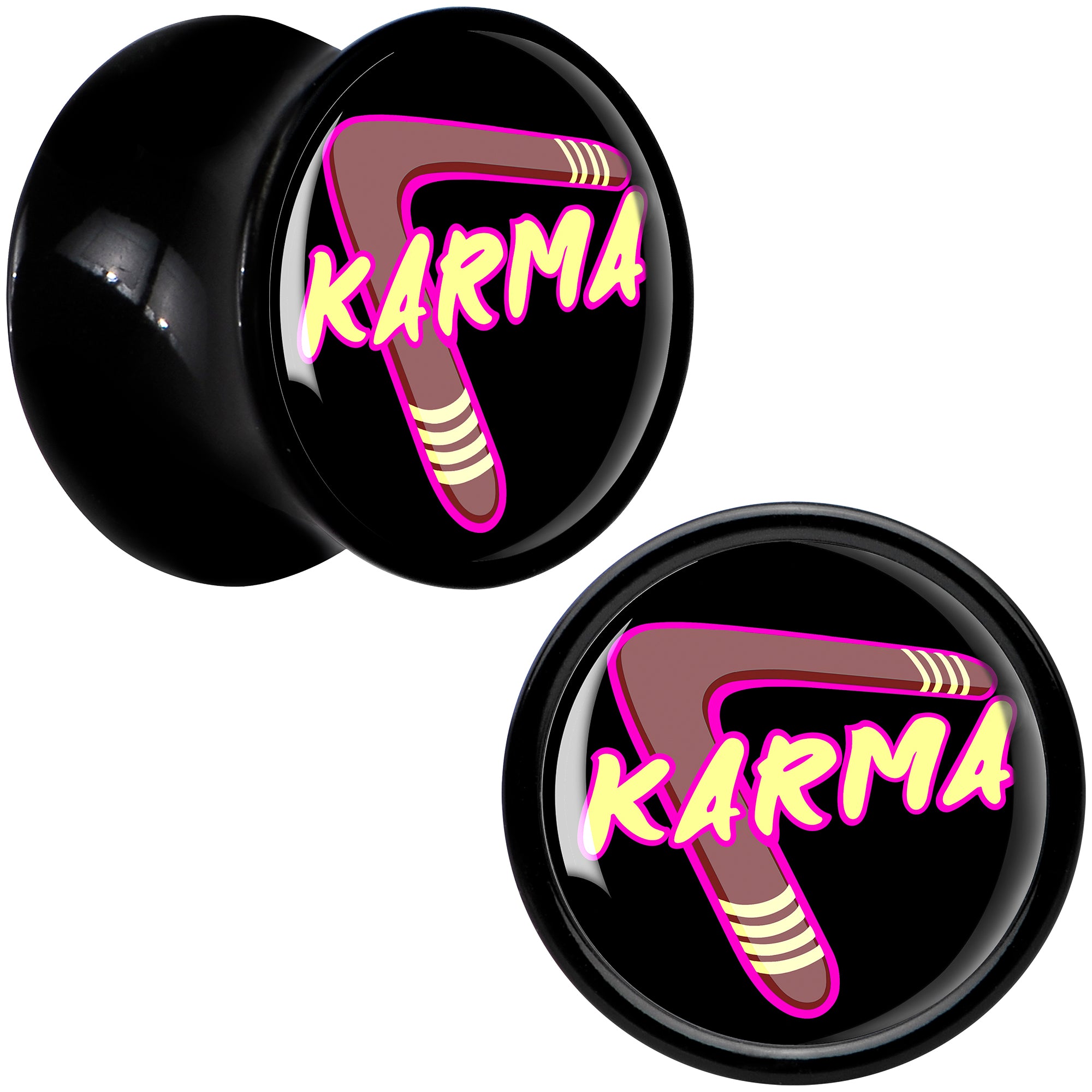 Karmic Boomerang Black Acrylic Saddle Plug Set by Onyx O