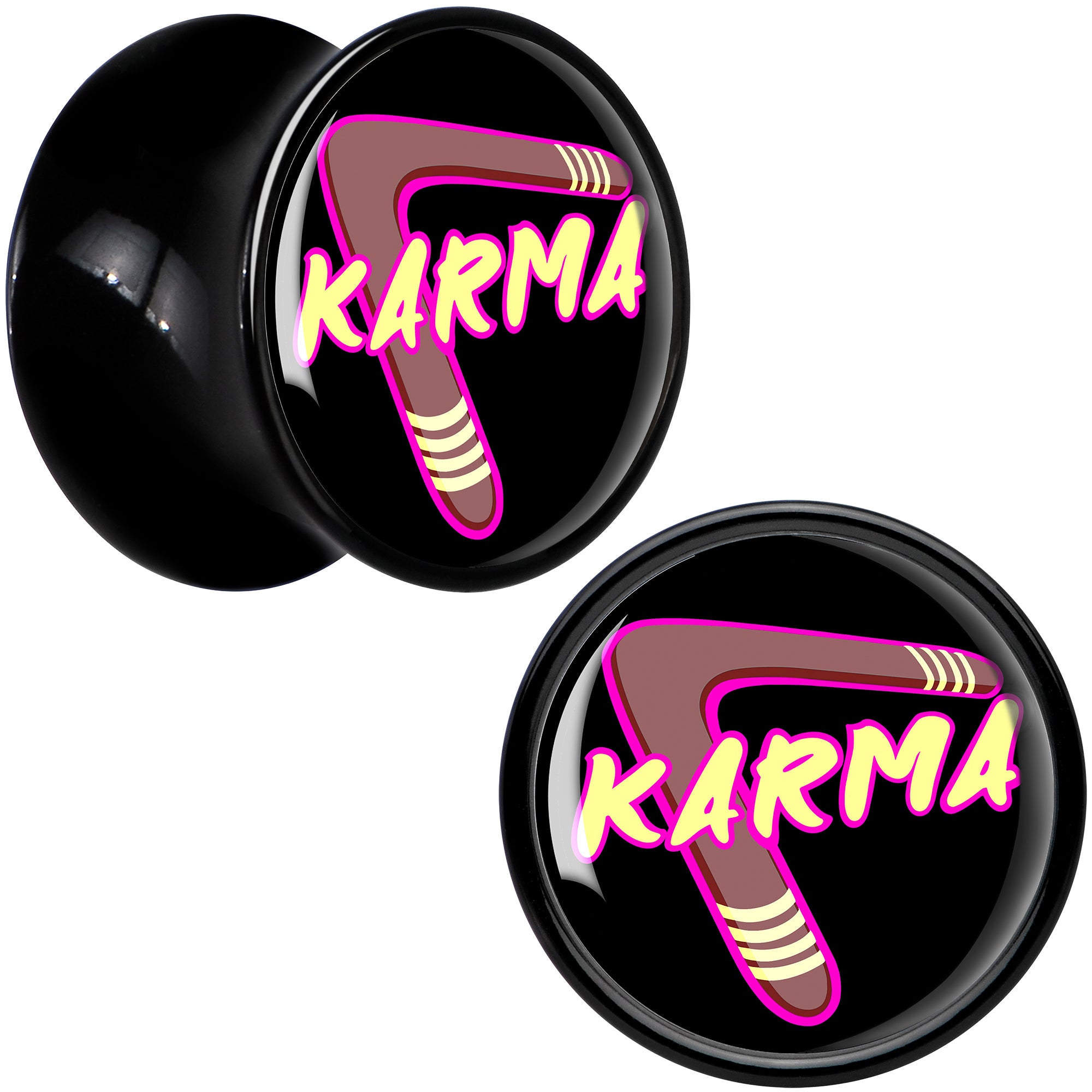Karmic Boomerang Black Acrylic Saddle Plug Set by Onyx O