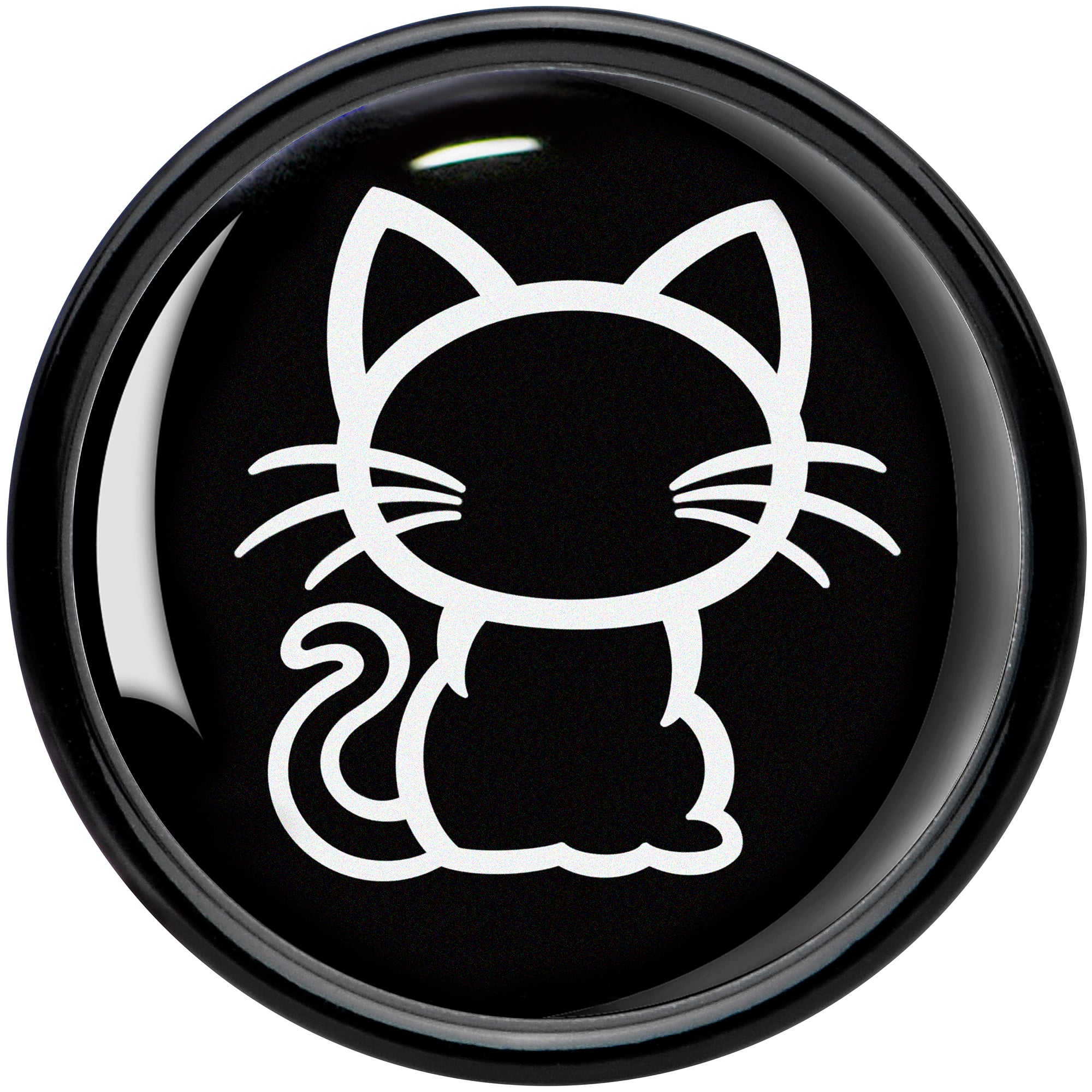 Black and White Kitty Cat Black Acrylic Saddle Plug Set 8mm to 20mm by Onyx O