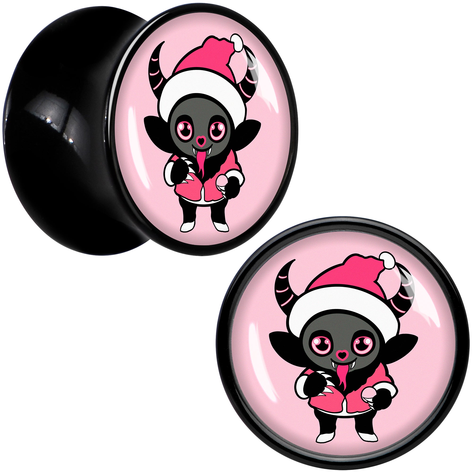 Krampus Cutie Christmas Holiday Black Acrylic Saddle Plug Set by Onyx O