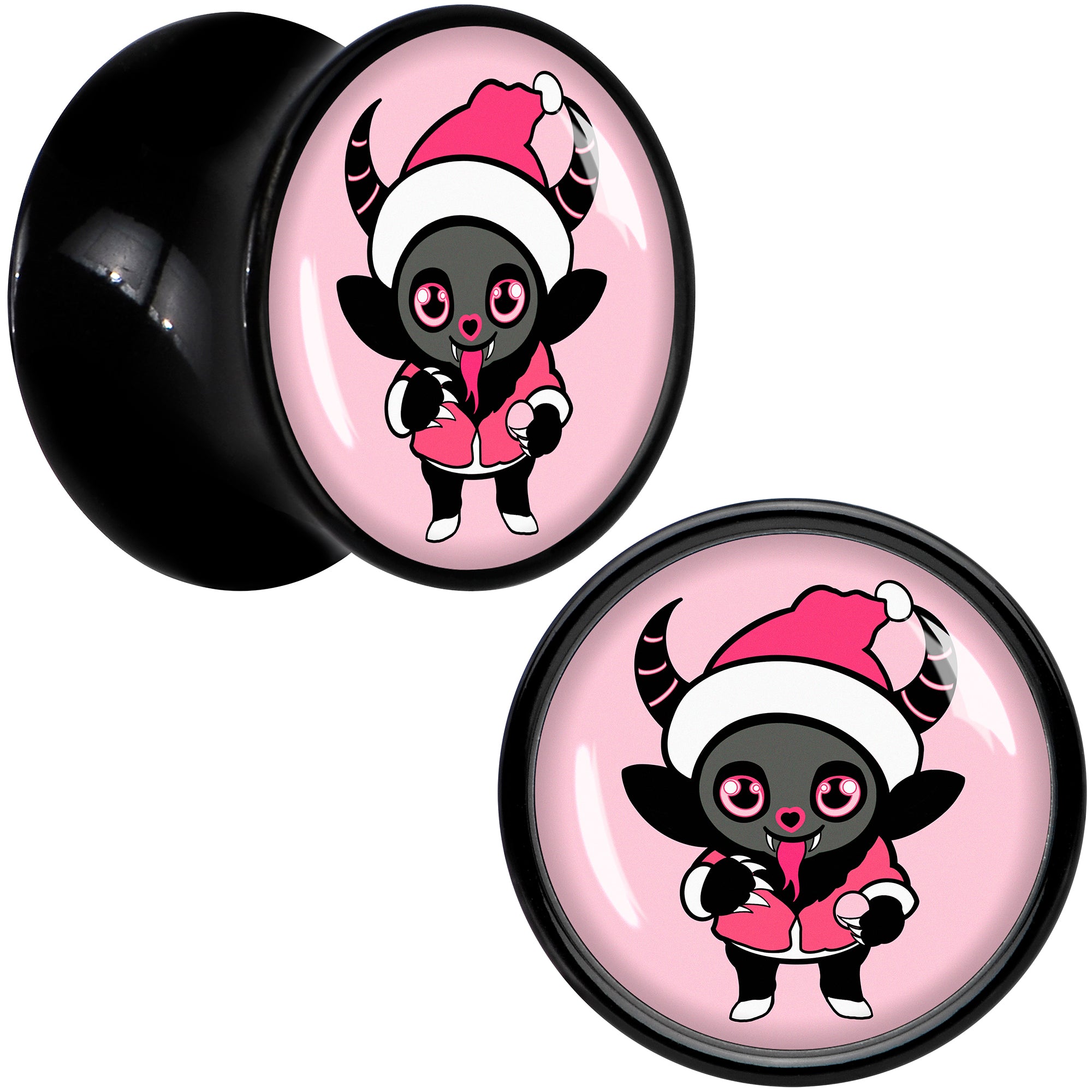 Krampus Cutie Christmas Holiday Black Acrylic Saddle Plug Set by Onyx O