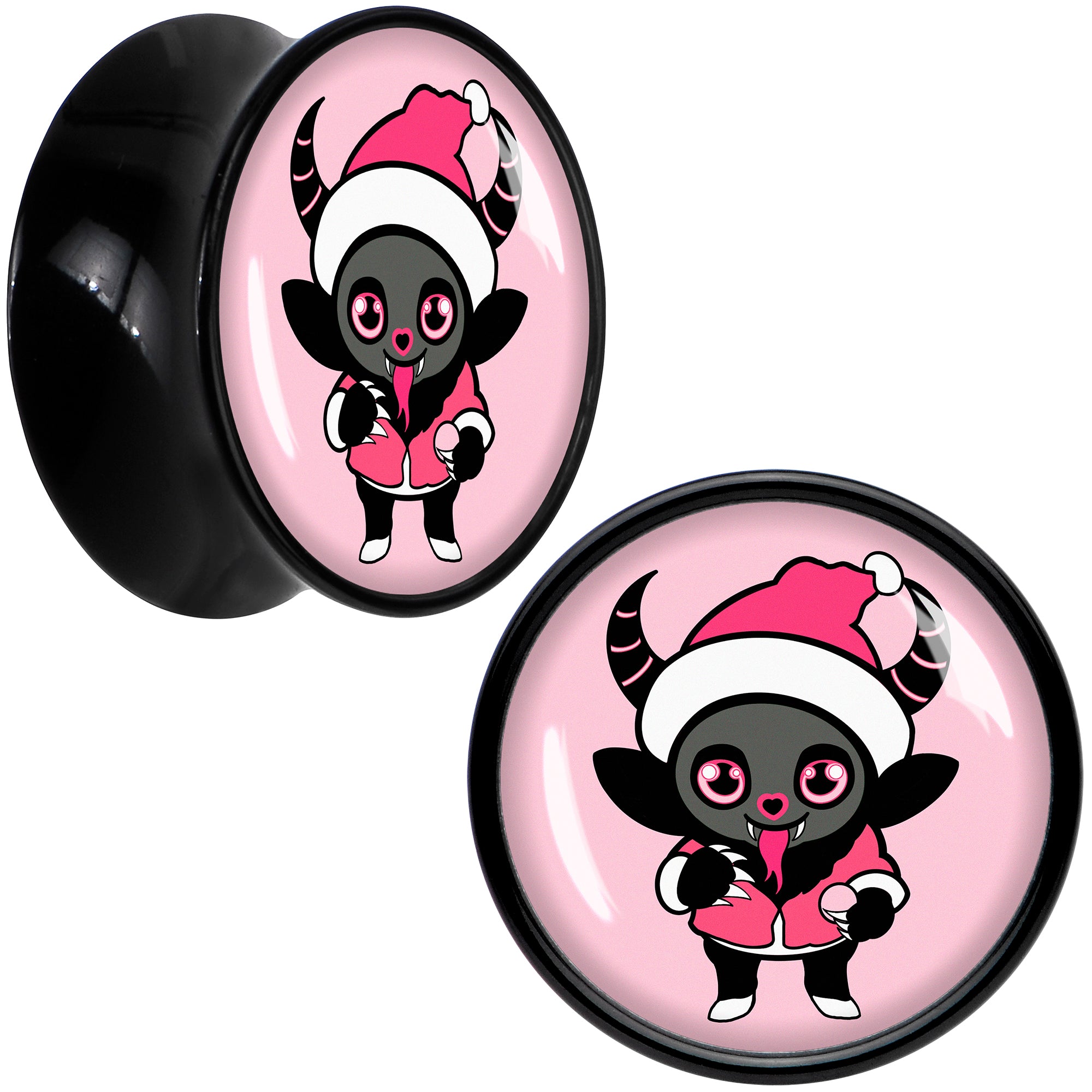 Krampus Cutie Christmas Holiday Black Acrylic Saddle Plug Set by Onyx O