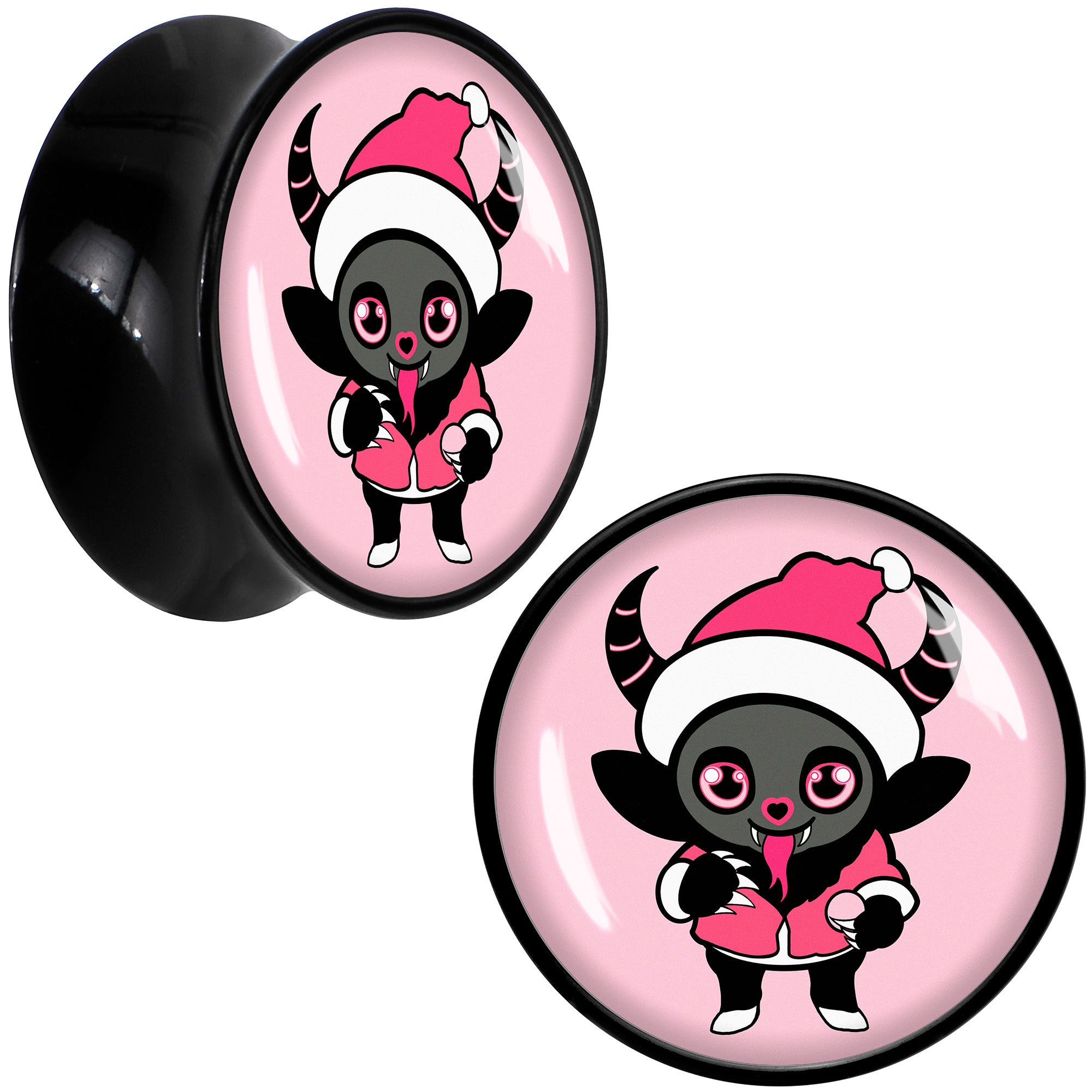 Krampus Cutie Christmas Holiday Black Acrylic Saddle Plug Set by Onyx O