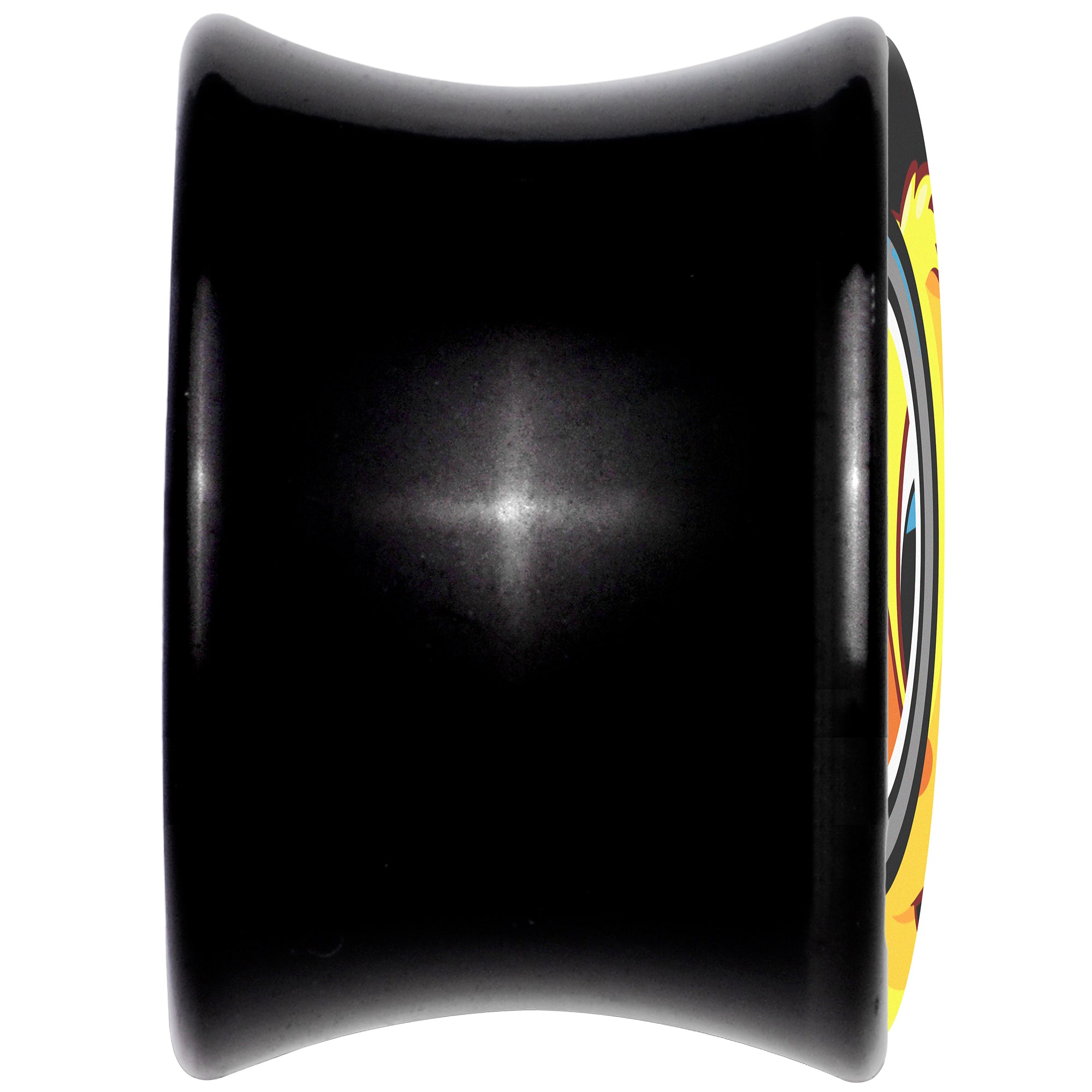 Magnified Yellow Duck Black Acrylic Saddle Plug Set 8mm to 20mm