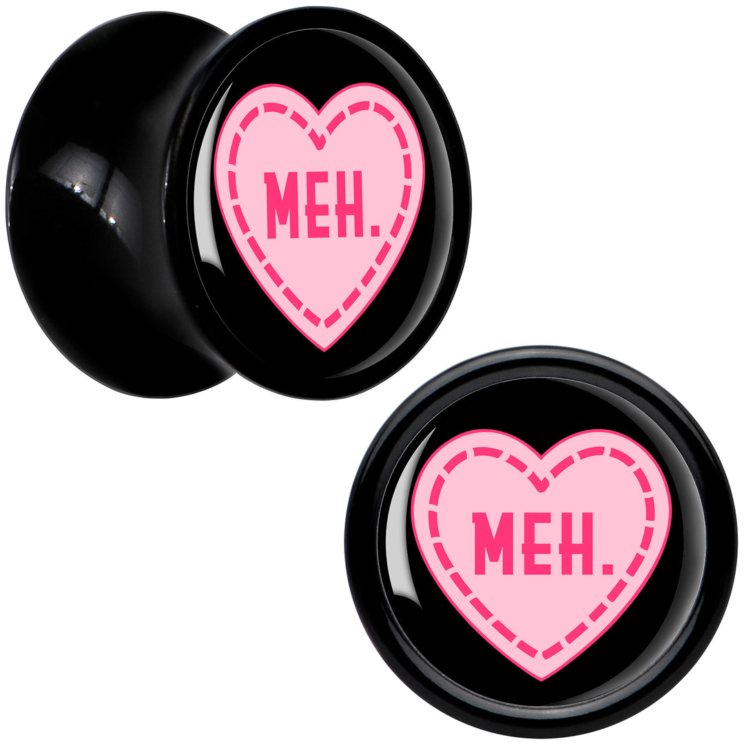 MEH Heart Black Acrylic Saddle Plug Set by Onyx O