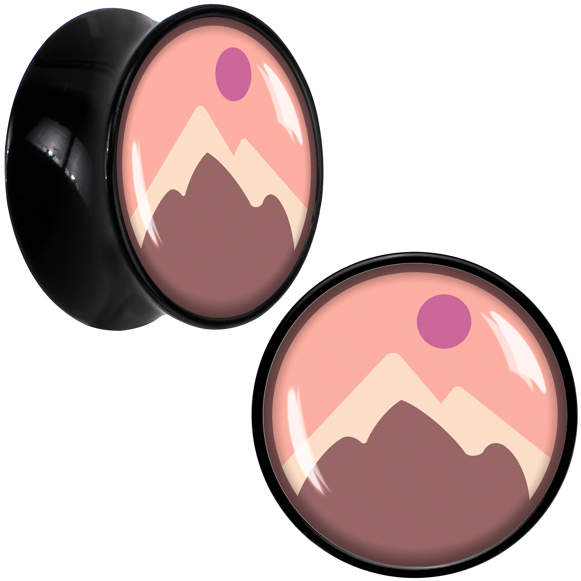 Mountain Sunrise Black Acrylic Saddle Plug Set by Onyx O