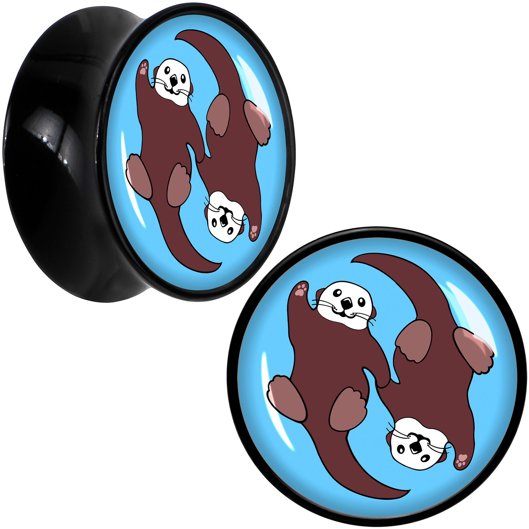 Oh My Otters Animal Black Acrylic Saddle Plug Set by Onyx O