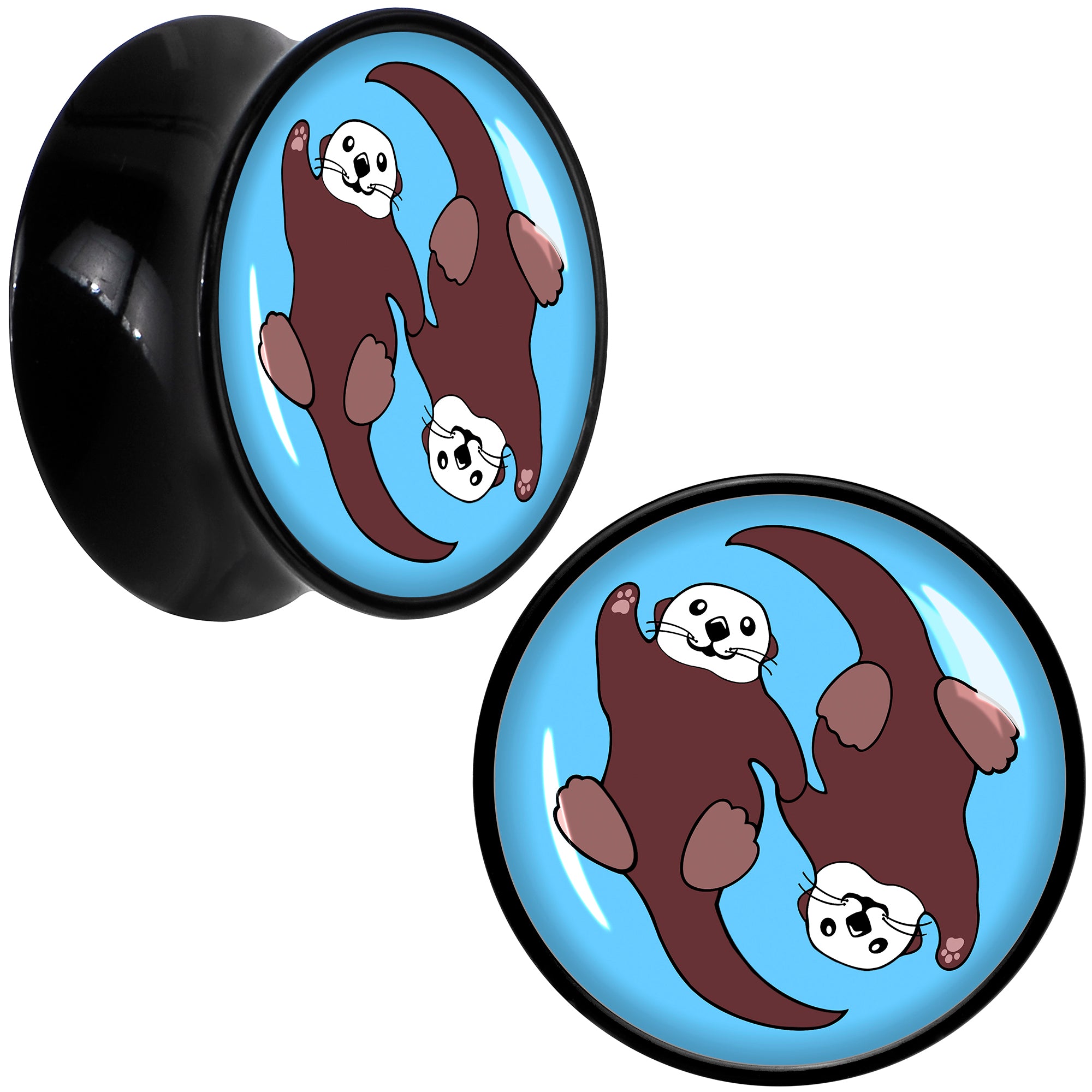 Oh My Otters Animal Black Acrylic Saddle Plug Set by Onyx O