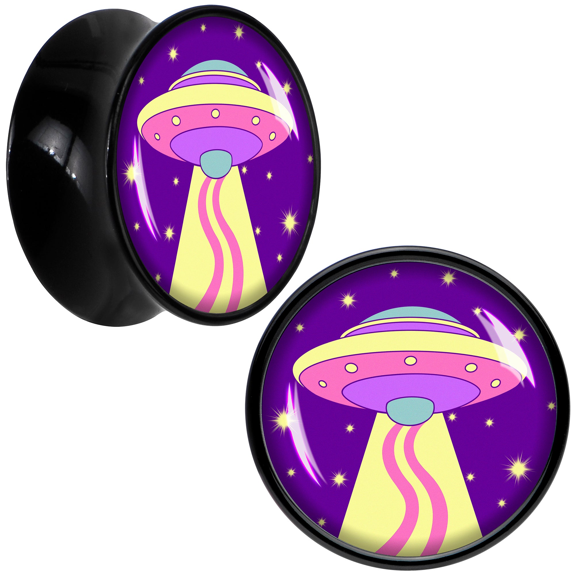 Style Space Invasion UFO Black Acrylic Saddle Plug Set by Onyx O