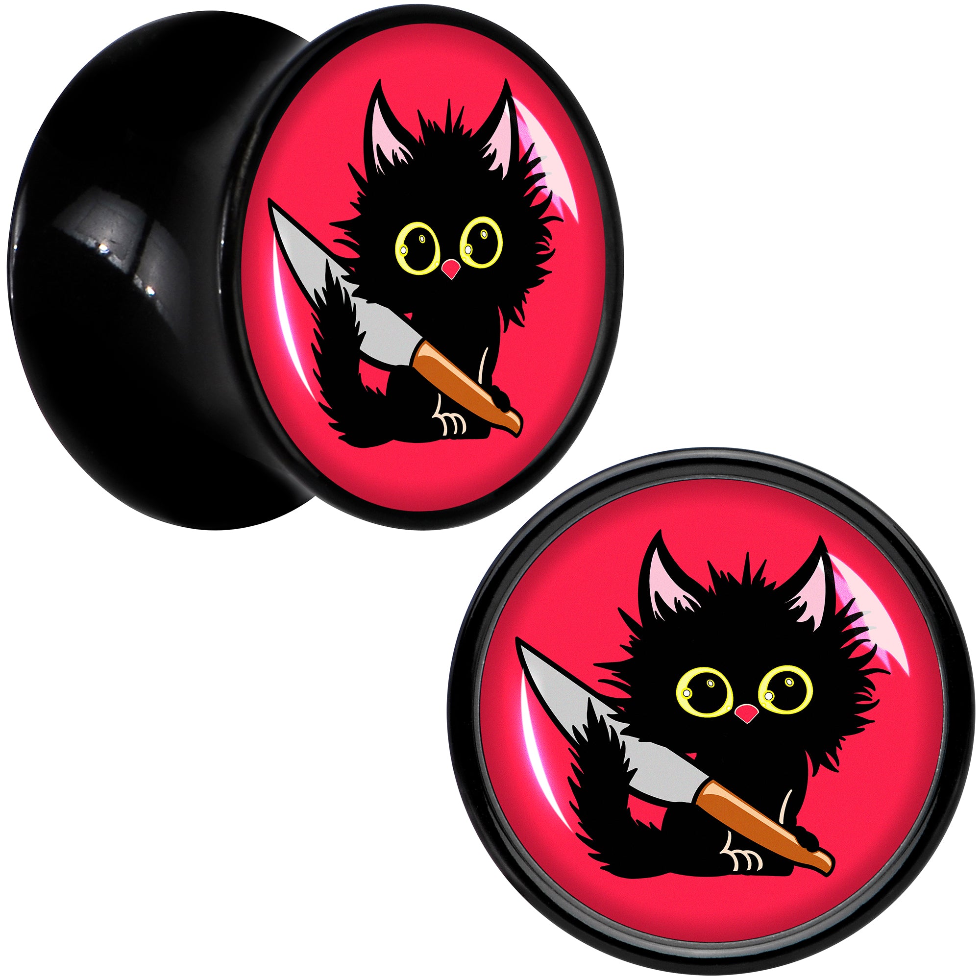 Stabby Cat Black Acrylic Saddle Plug Set by Onyx O