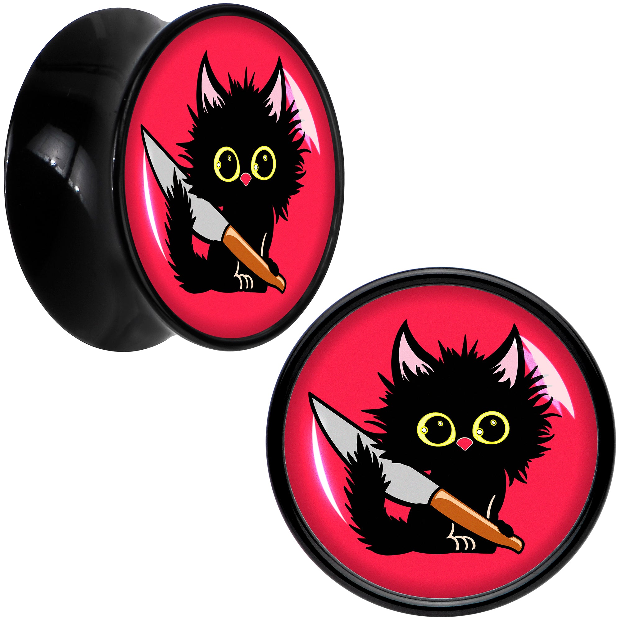 Stabby Cat Black Acrylic Saddle Plug Set by Onyx O