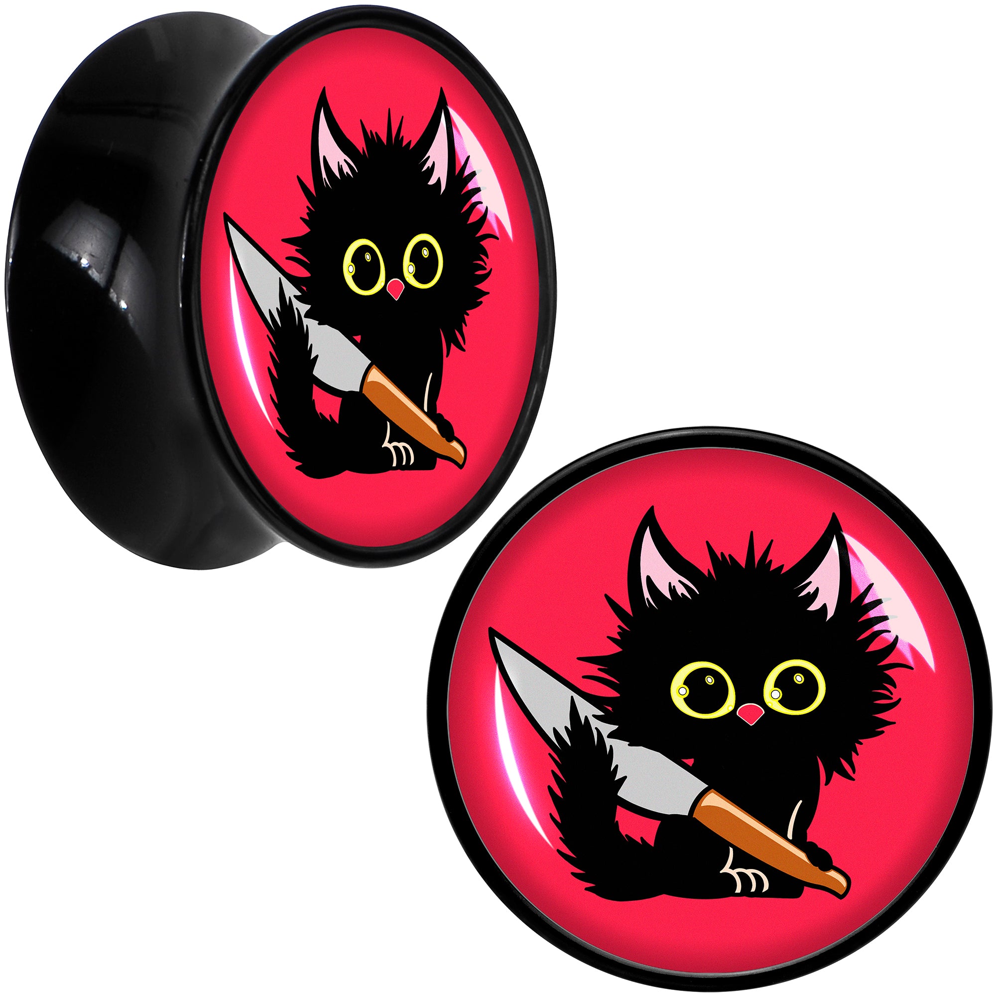 Stabby Cat Black Acrylic Saddle Plug Set by Onyx O