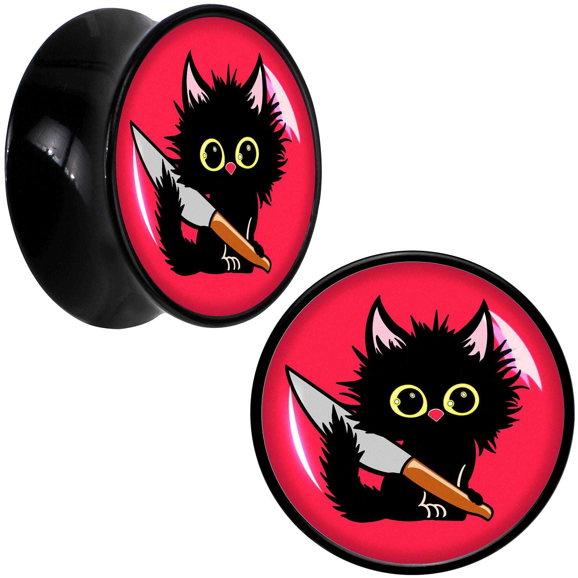 Stabby Cat Black Acrylic Saddle Plug Set by Onyx O