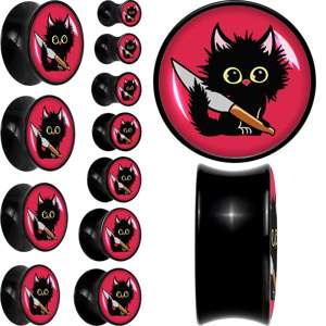 Stabby Cat Black Acrylic Saddle Plug Set by Onyx O