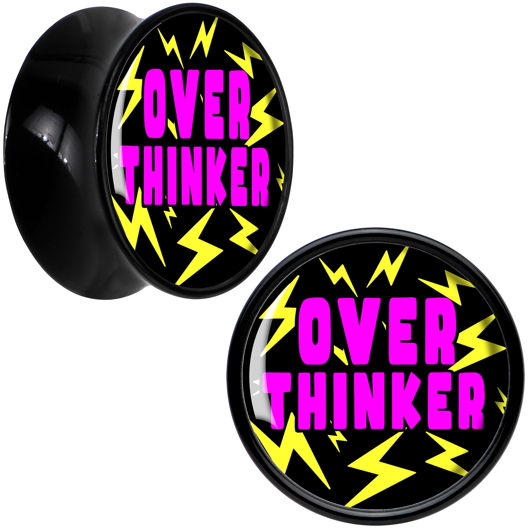 Over Thinker Impact Black Acrylic Saddle Plug Set by Onyx O