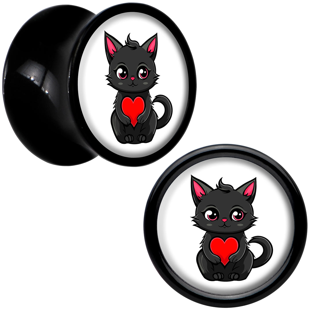 Valentine Cat Black Acrylic Saddle Plug Set by Onyx O
