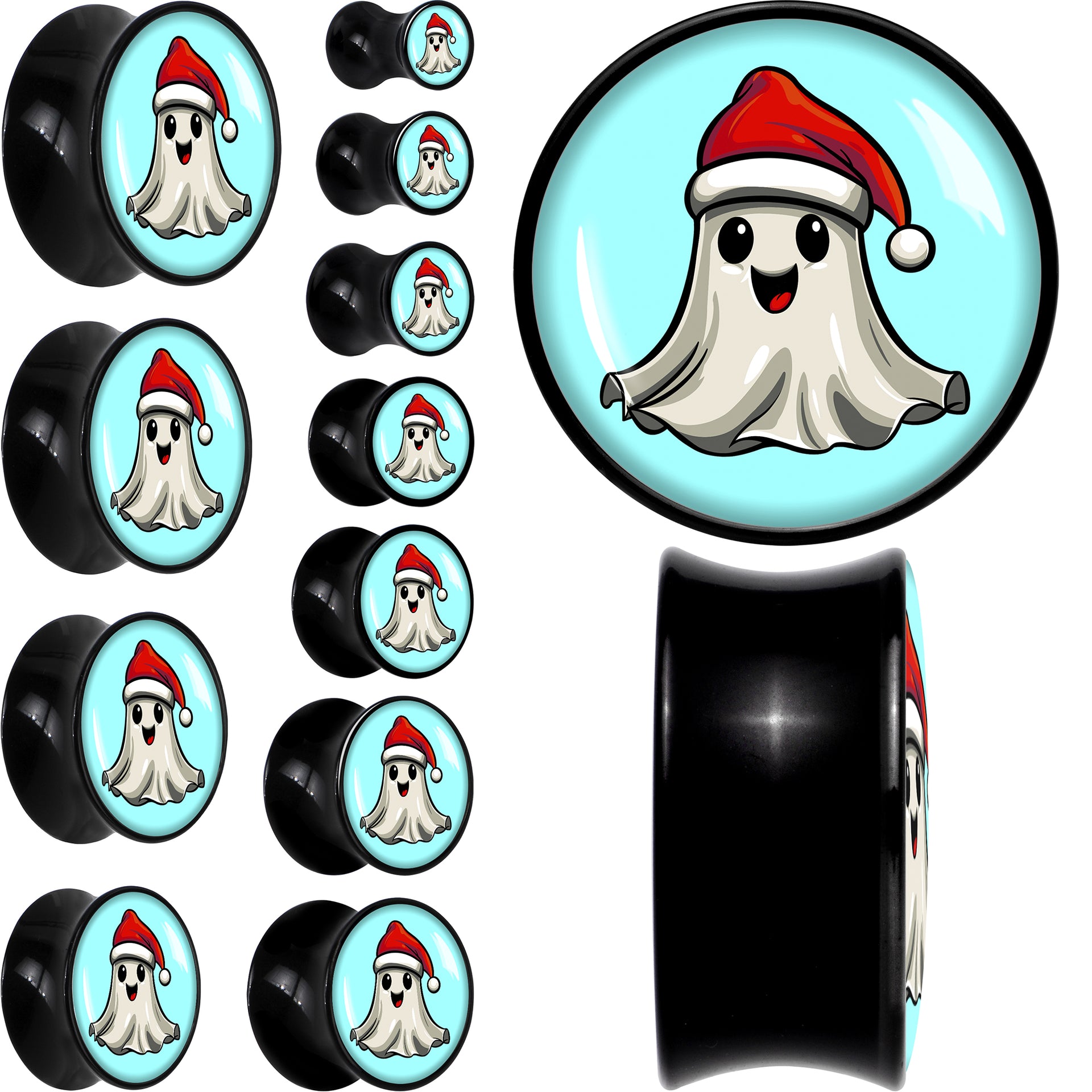 Holiday Christmas Spirit Ghost Black Acrylic Saddle Plug Set by Onyx O