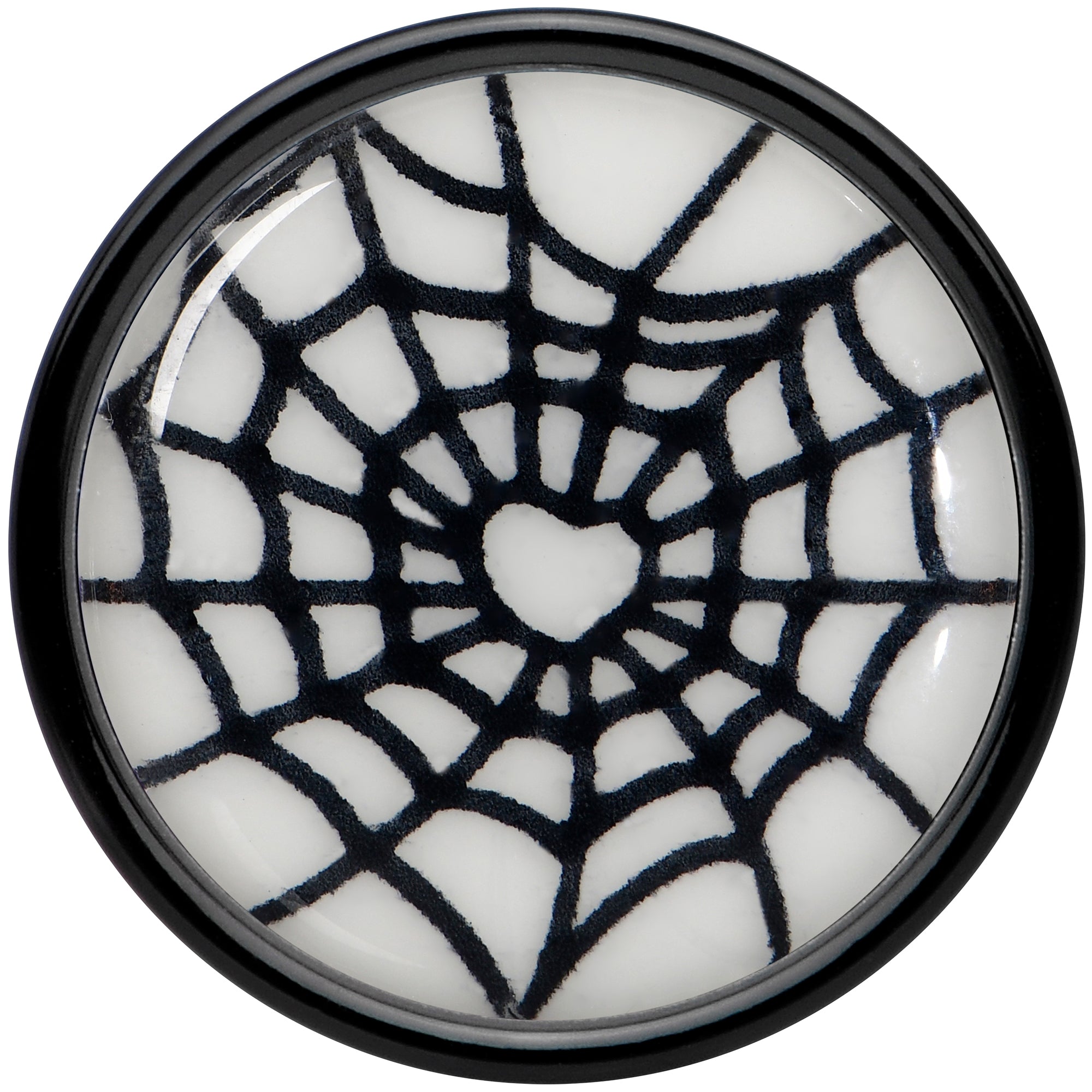 Black Acrylic Heart Spider Web Glow in the Dark Double Flare Plug Set