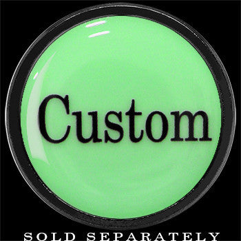 Custom Personalized Glow in the Dark Screw Fit Plug in Anodized Black Titanium (buy 2 for a pair)