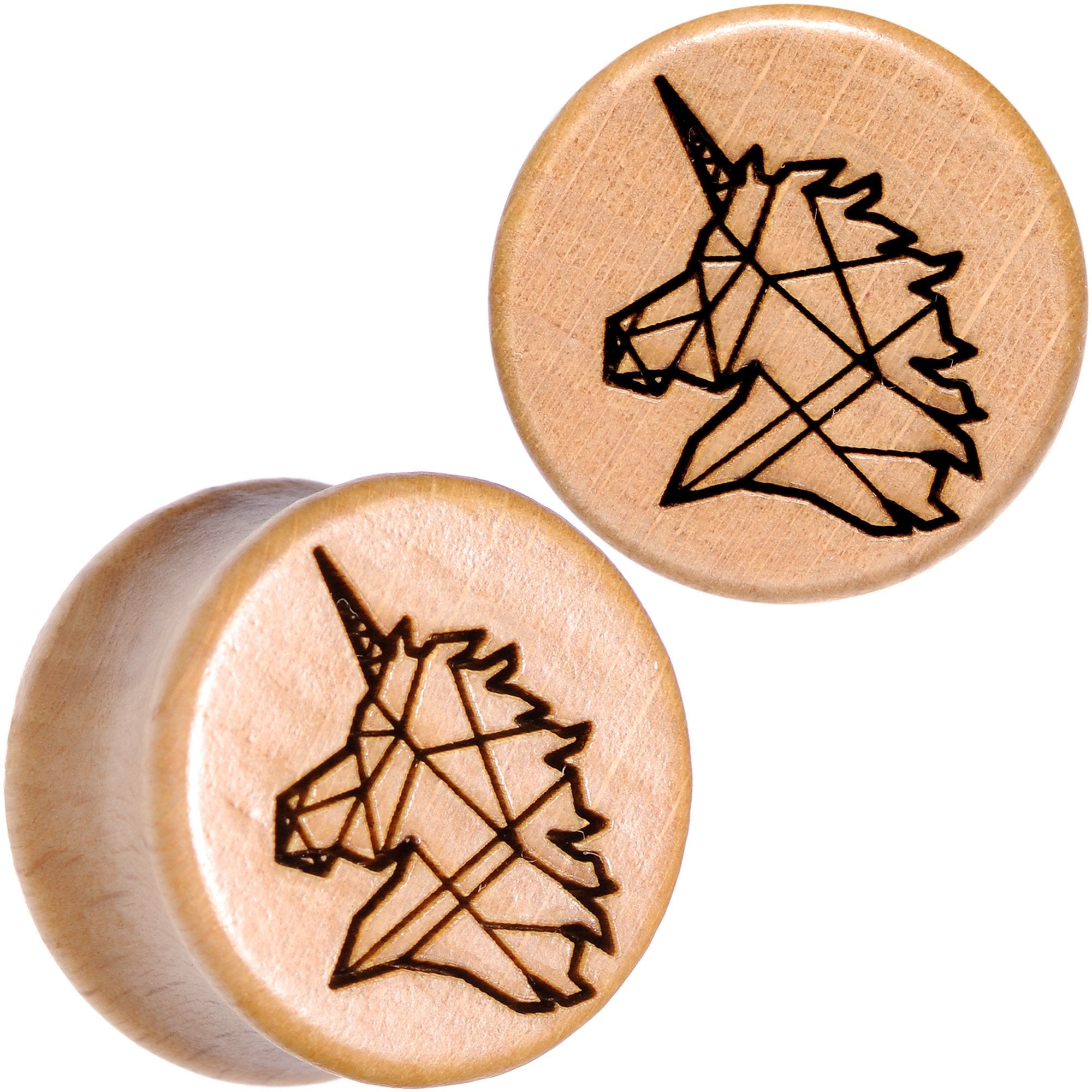 Organic Beechwood Geometric Unicorn Saddle Plug Set 0G to 25mm