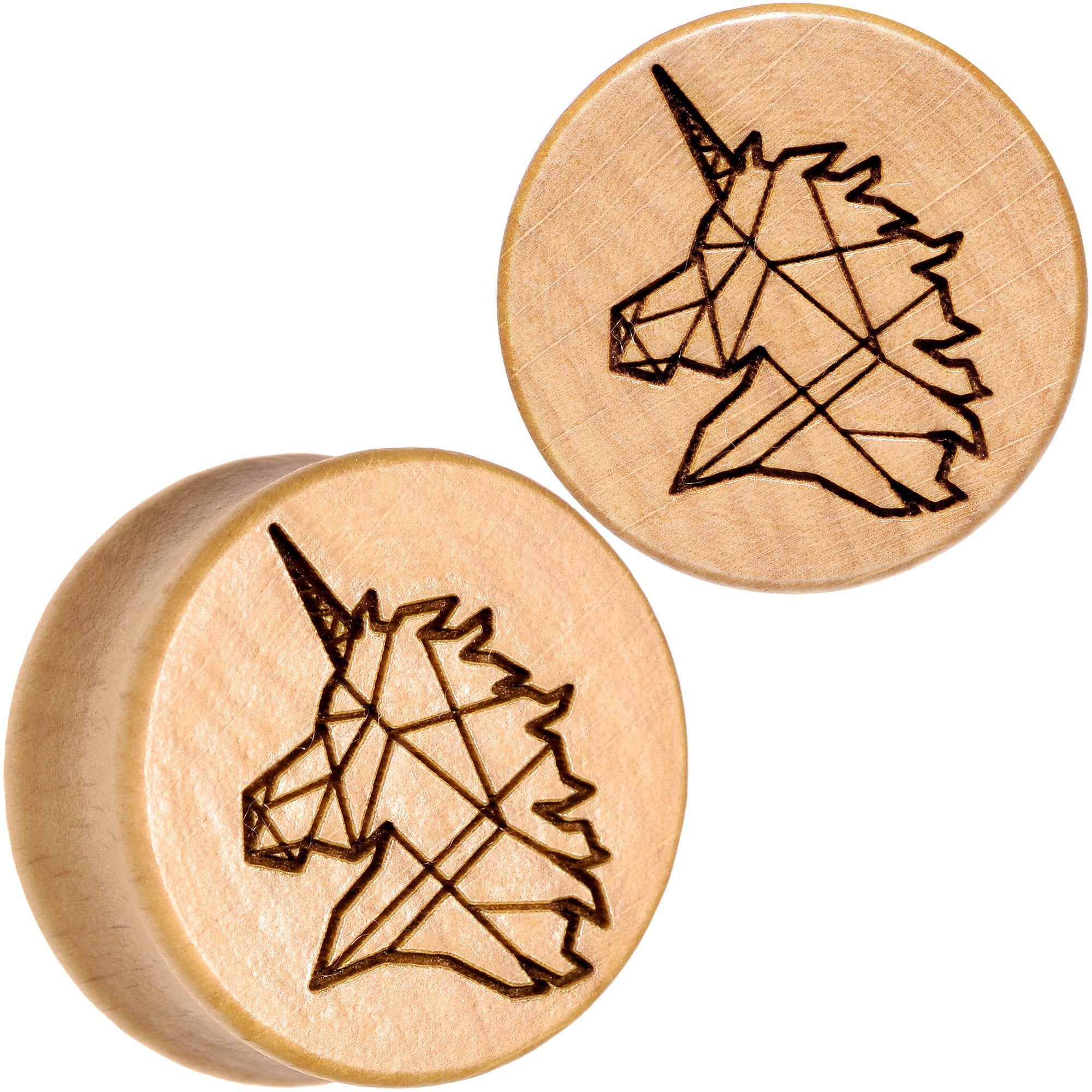 Organic Beechwood Geometric Unicorn Saddle Plug Set 0G to 25mm