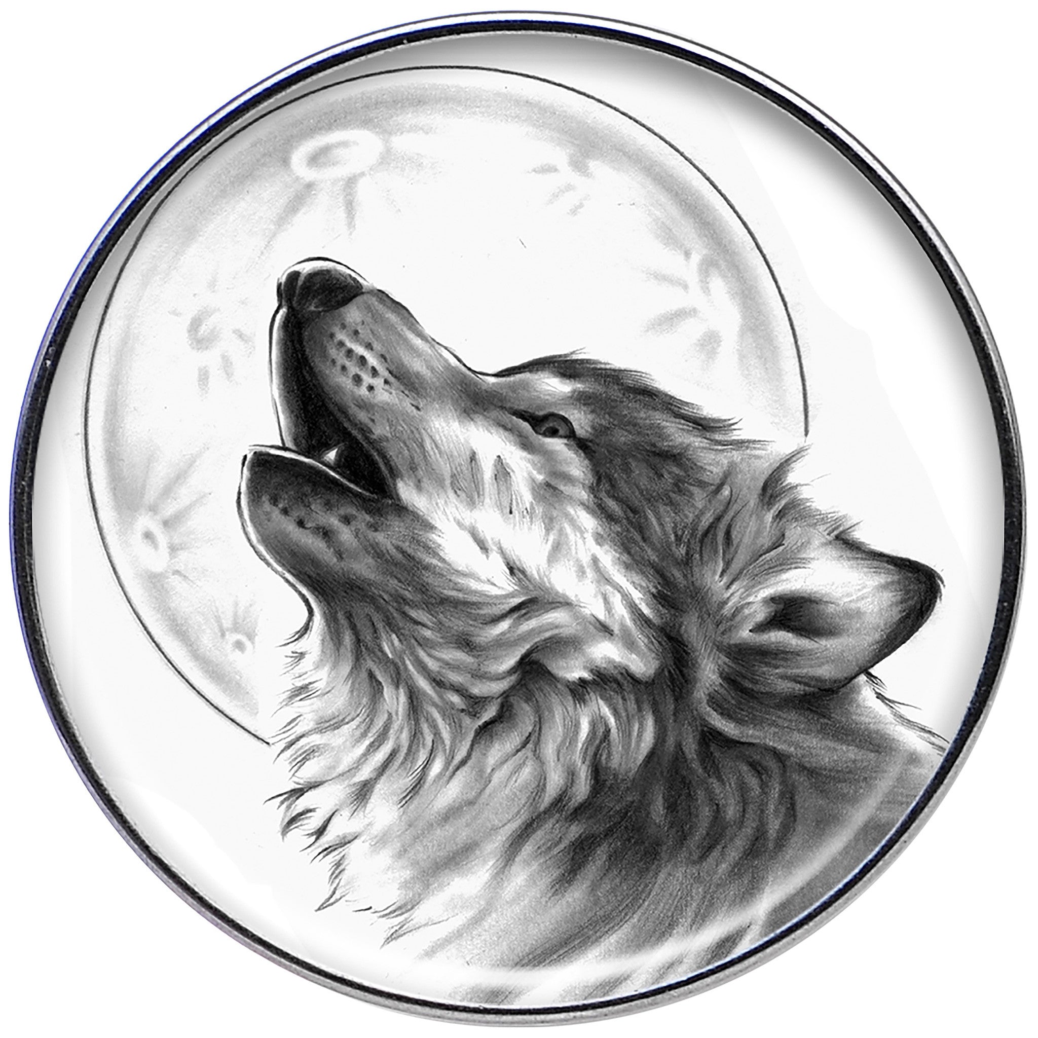 16G Black and White Howling Wolf Tragus Cartilage Earring