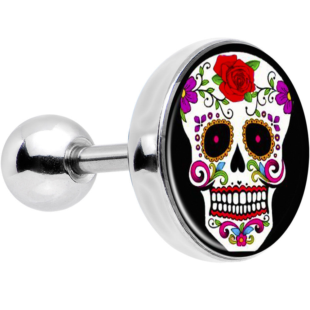 16G Flowering White Sugar Skull Tragus Cartilage Earring