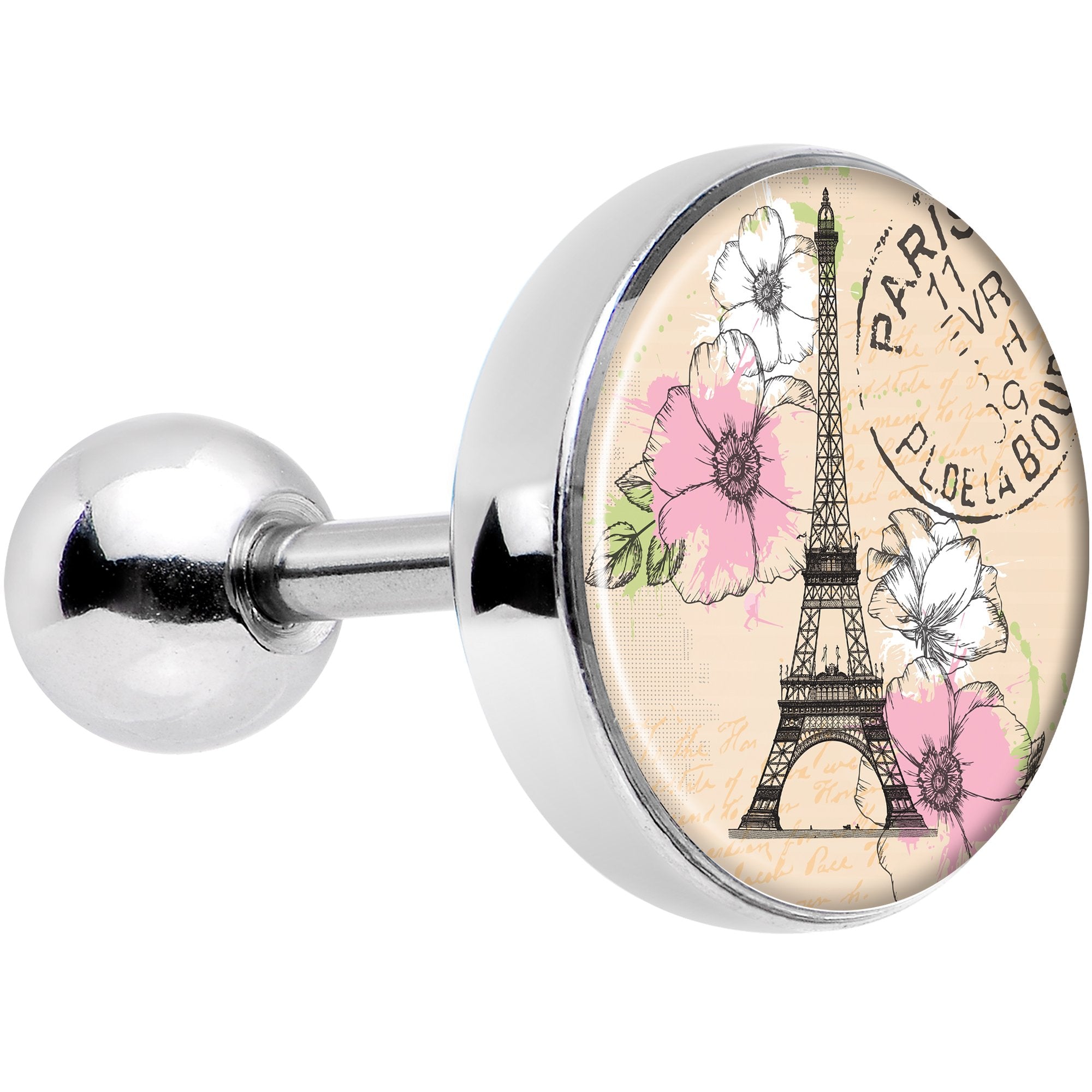 16 Gauge 1/4 With Love from Paris Tragus Cartilage Earring