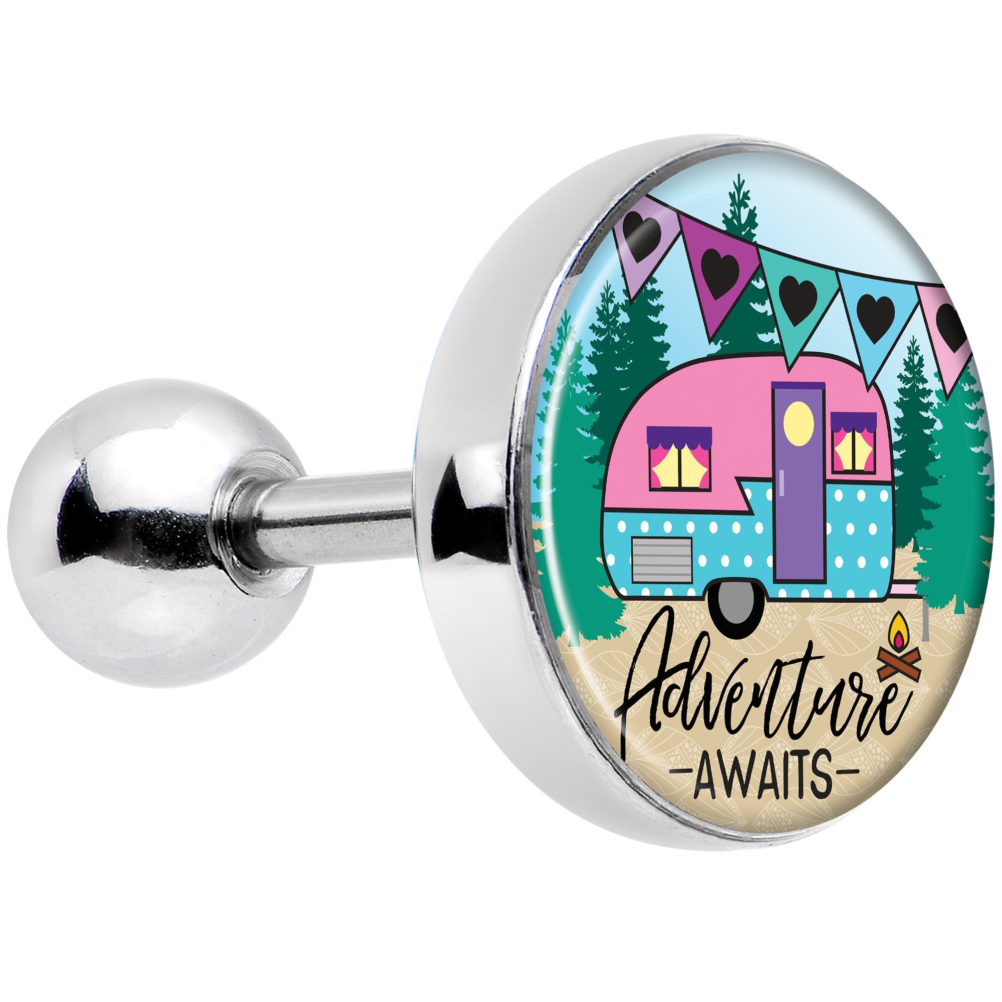 16G 1/4 Adventure Awaits Camper Tragus Cartilage Earring