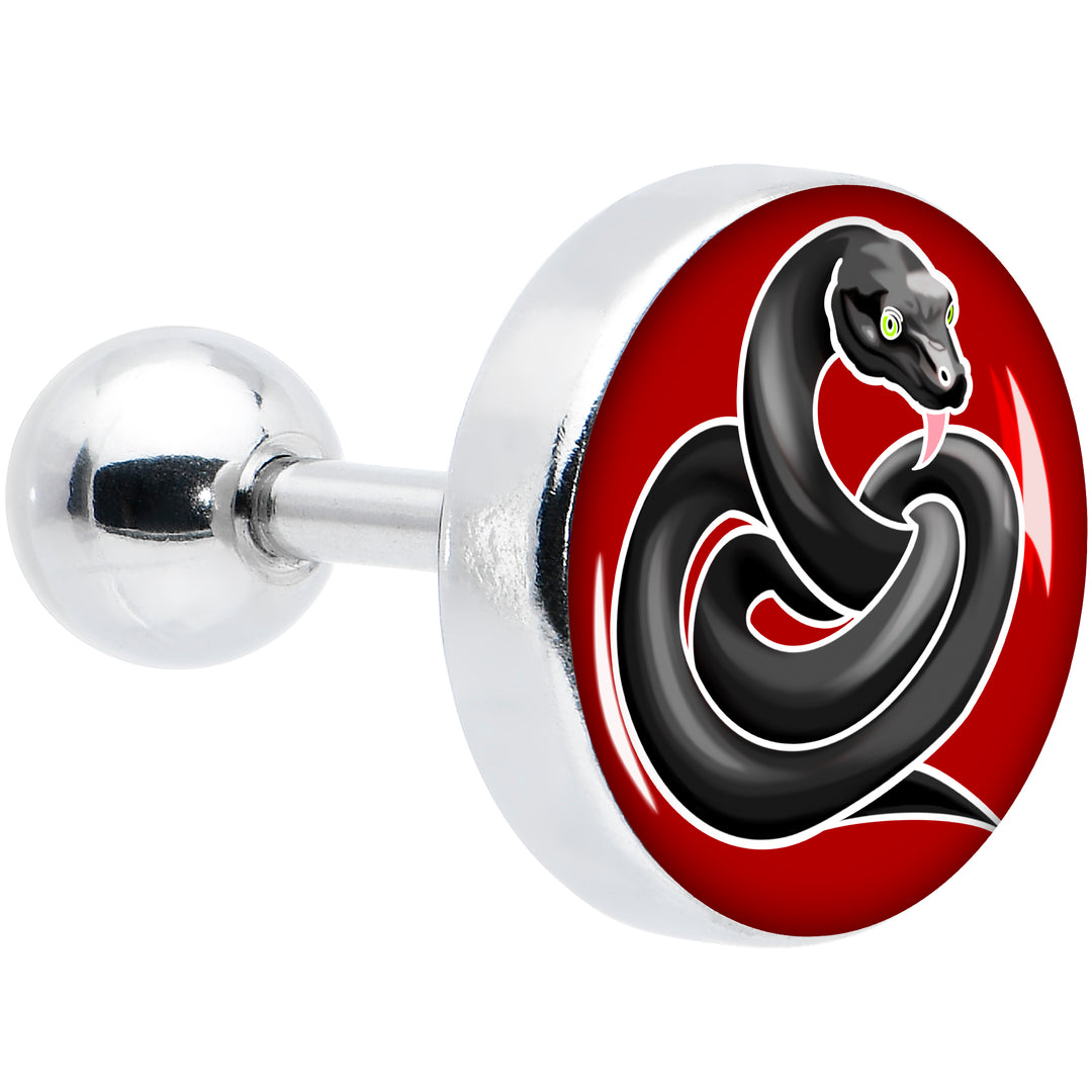 16G 1/4 Black Snake Cartilage Tragus Earring by Onyx O