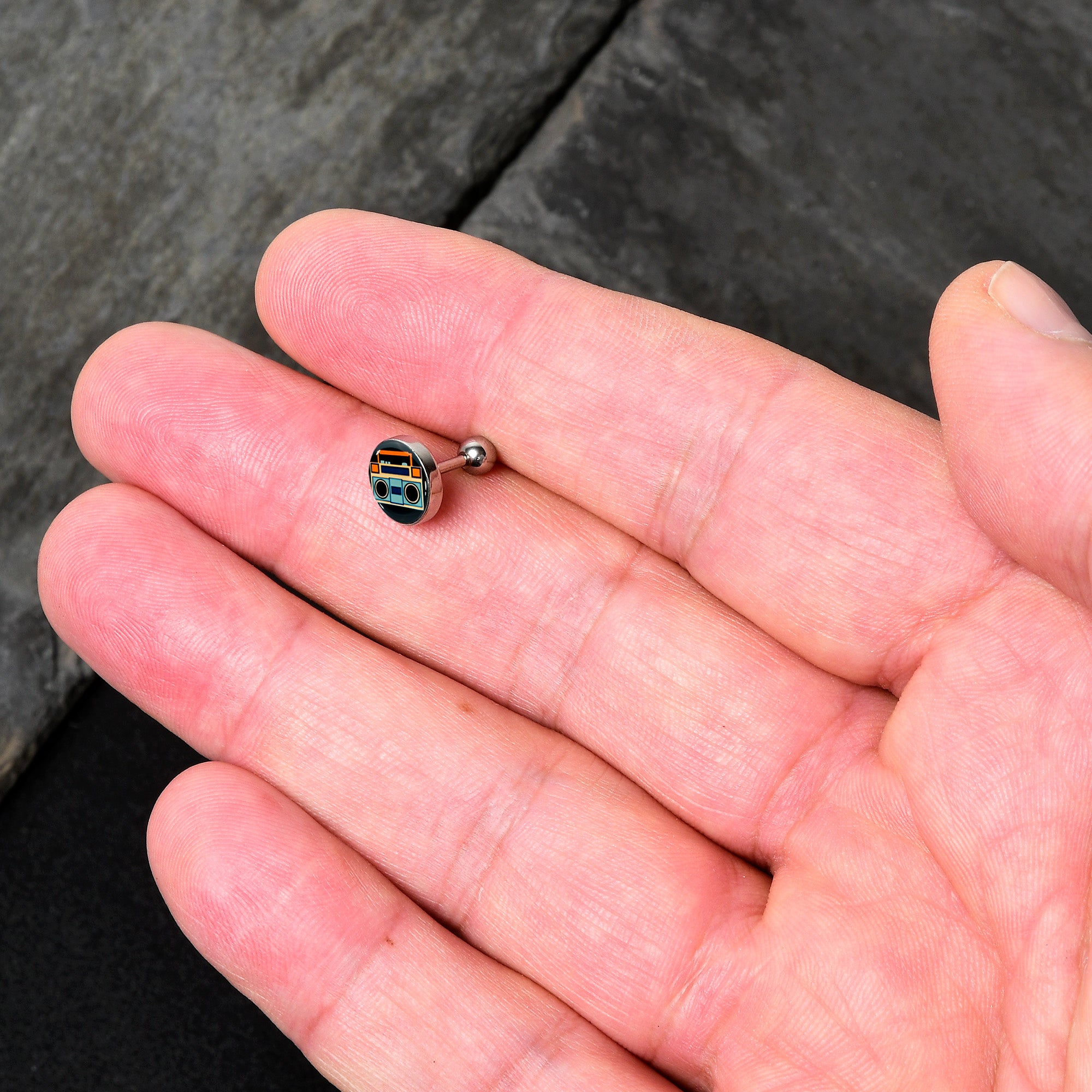 16G 1/4 Retro Boombox Cartilage Tragus Earring by Onyx O