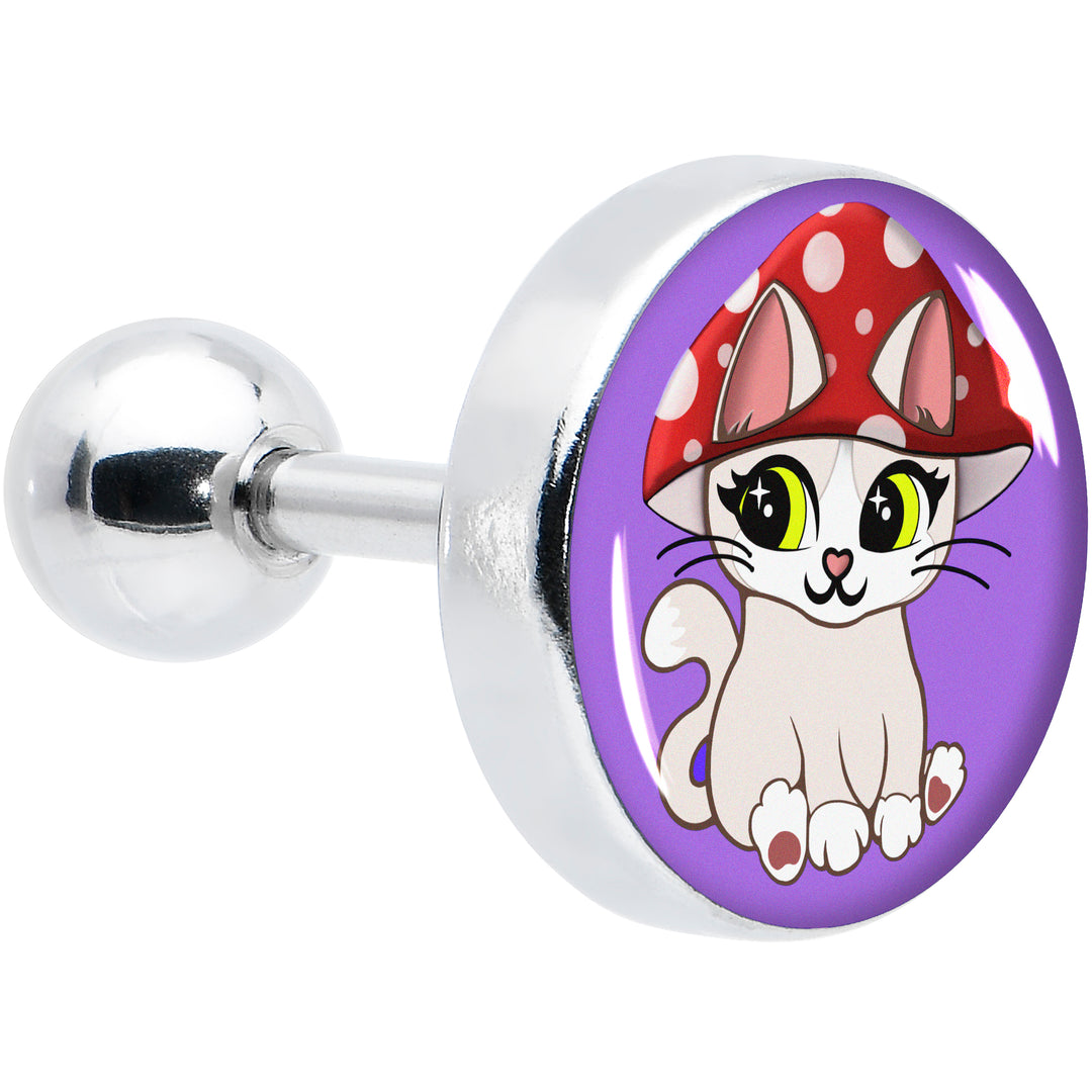 16G 1/4 Polka Dot Mushroom Hat Cat Cartilage Tragus Earring by Onyx O