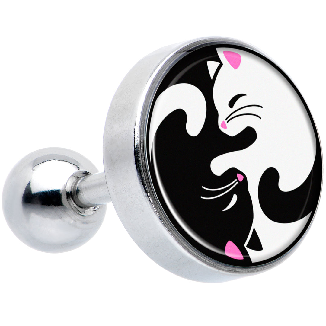 16G 1/4 Cute Kitty Cat Yin Yang Cartilage Tragus Earring by Onyx O