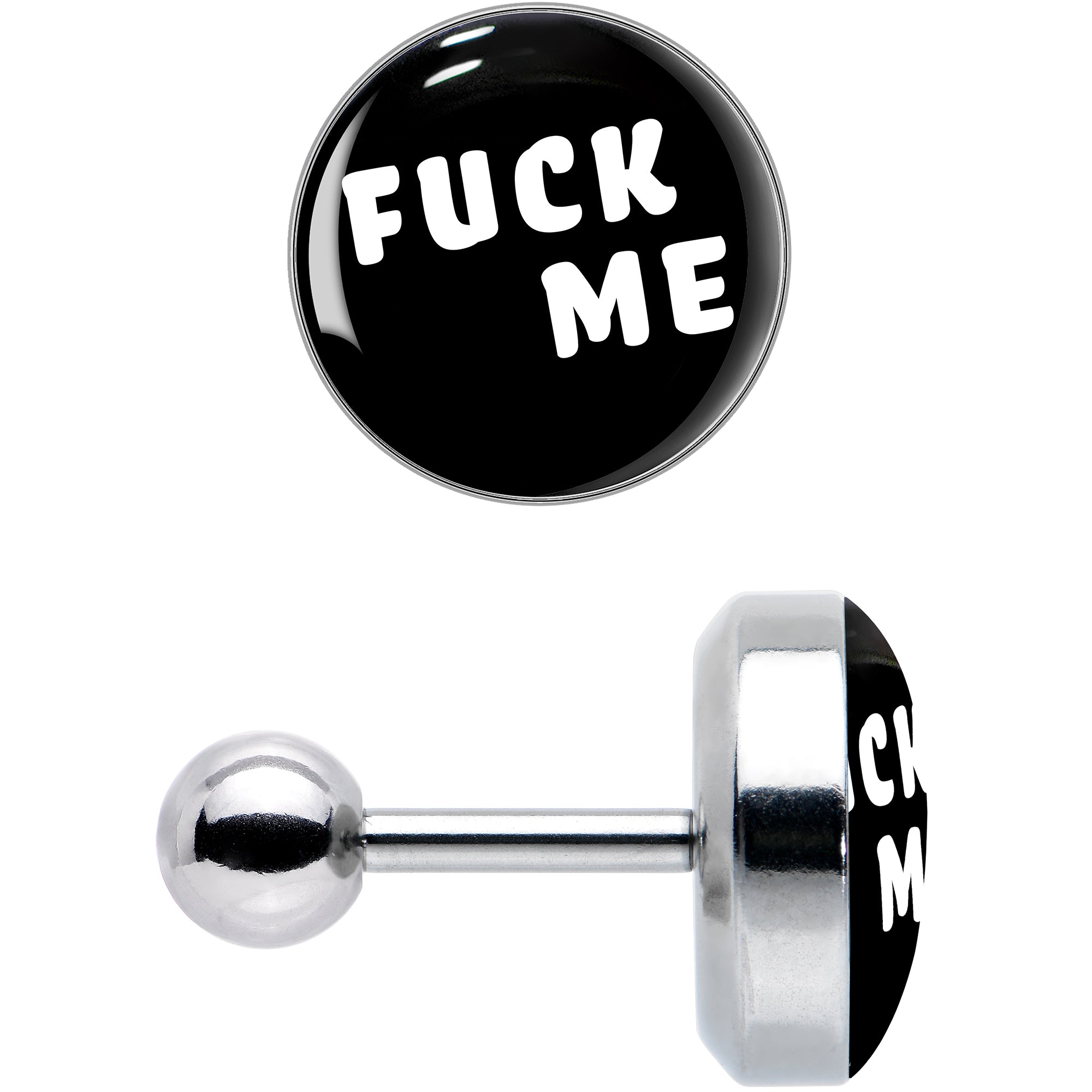16G 1/4 F*ck Me Black White Cartilage Tragus Earring